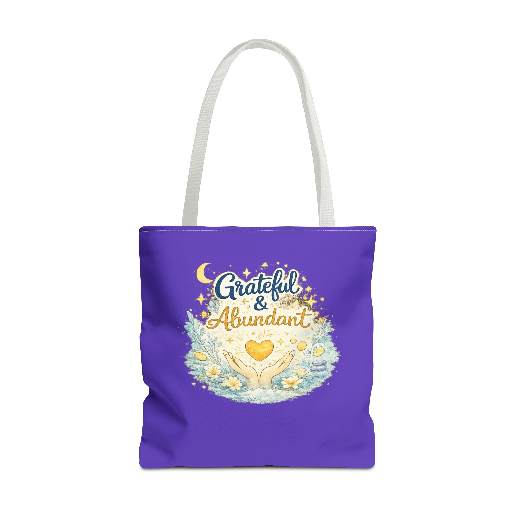 Grateful & Abundant Purple Tote Bag — Inspirational Everyday Shopper