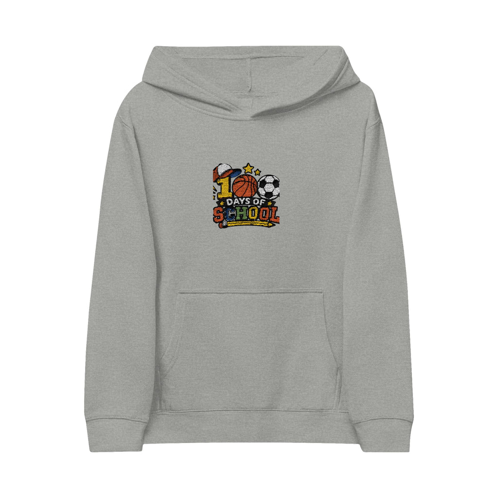 Kids Sports Embroidered Hoodie – 'I Love School' Playful Athletic Design