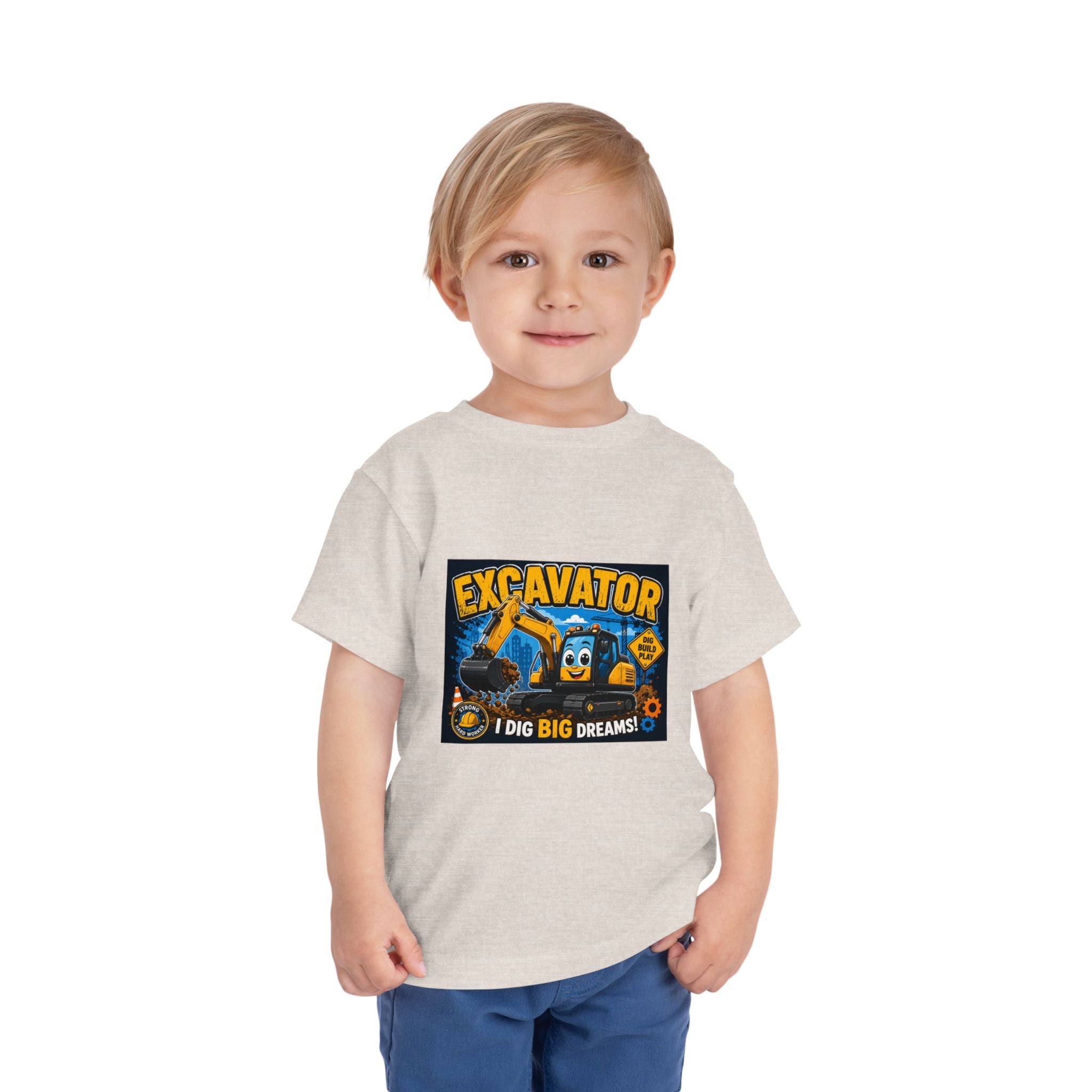 Excavator Toddler Tee — "I Dig Big Dreams" Construction Shirt
