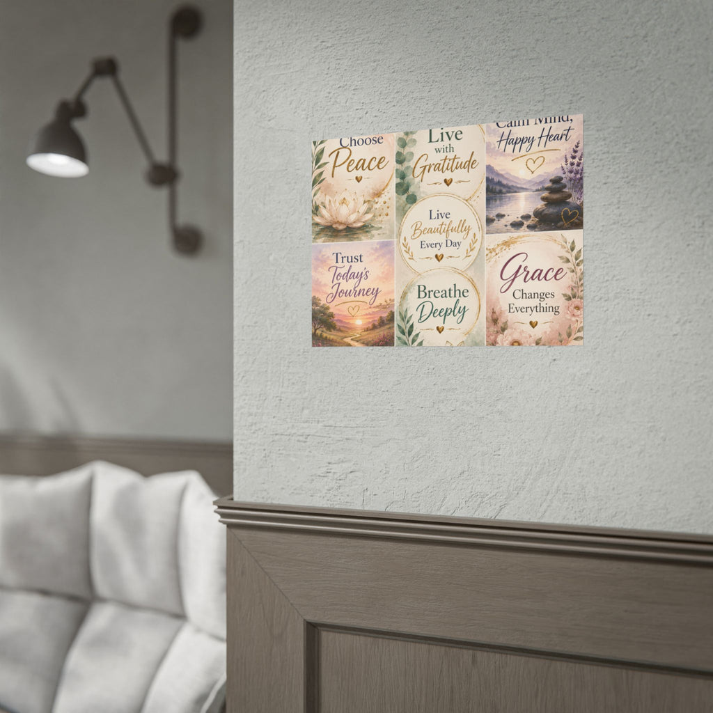 Rolled Poster - Inspirational Wall Art Set: "Choose Peace / Live with Gratitude / Calm Mind, Happy Heart / Trust Today's Journey / [...]