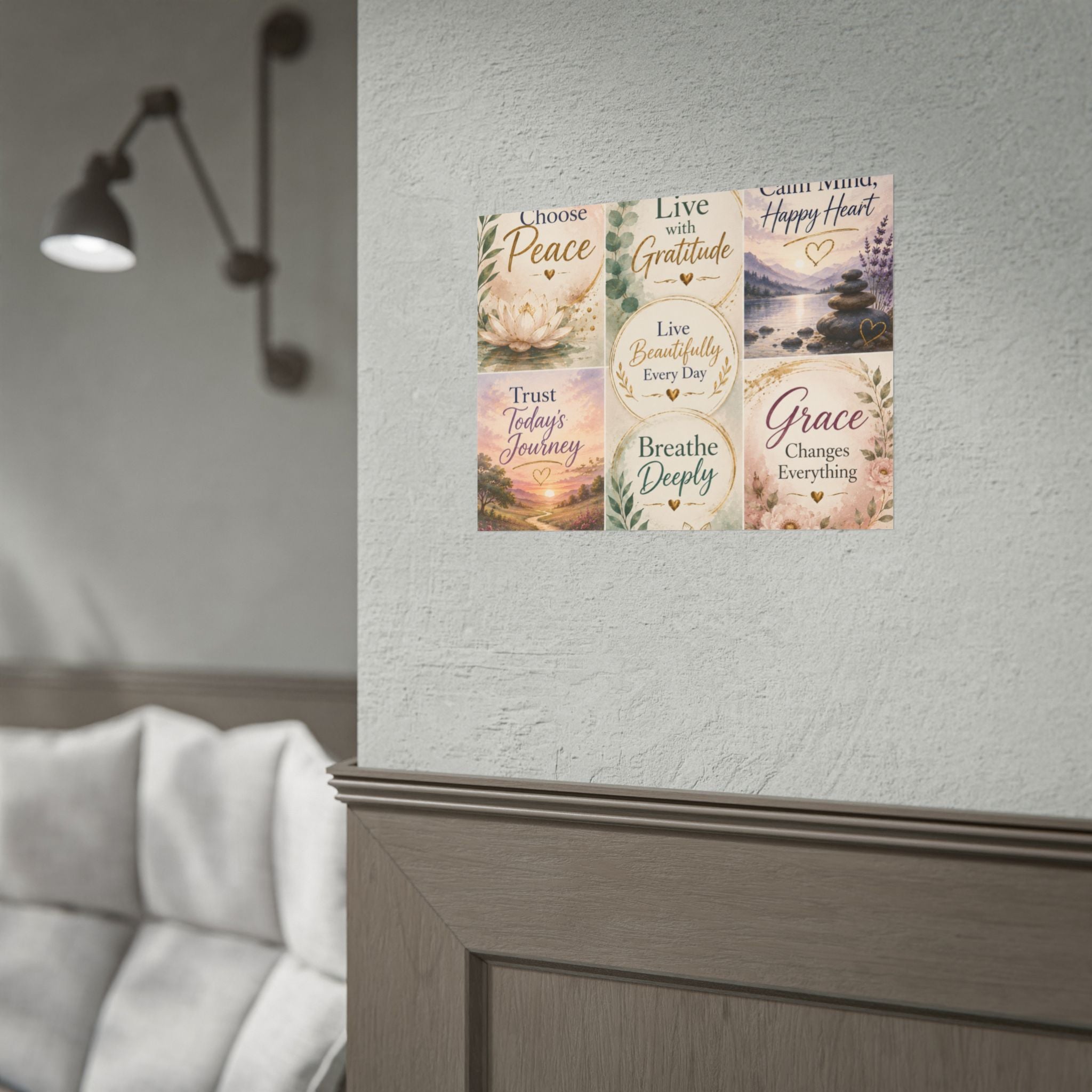 Rolled Poster - Inspirational Wall Art Set: "Choose Peace / Live with Gratitude / Calm Mind, Happy Heart / Trust Today's Journey / [...]