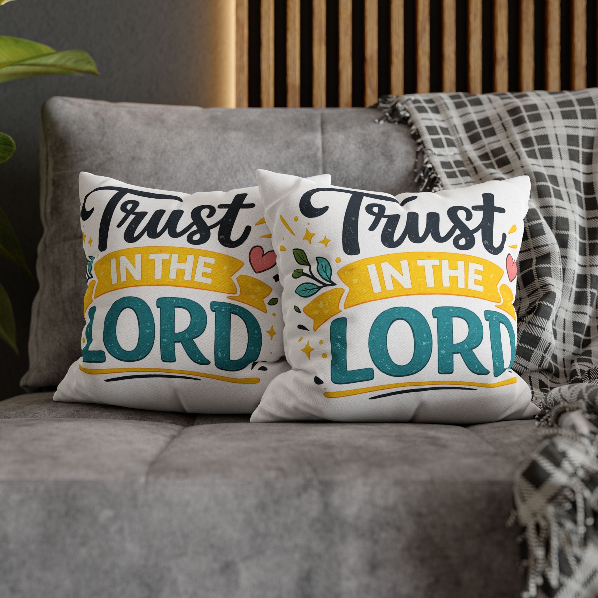 Trust in the Lord Decorative Pillowcase — Inspirational Christian Throw Pillow Cover