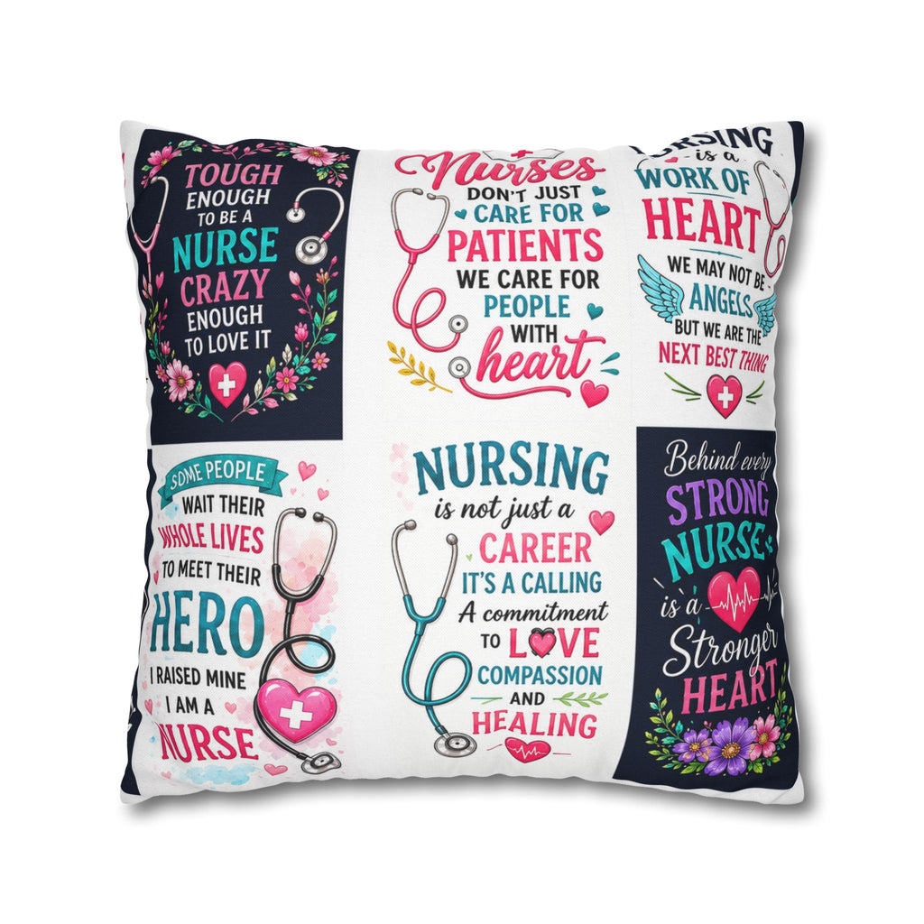 Nurse Quotes Patchwork Square Pillowcase — Inspirational Nursing Gifts