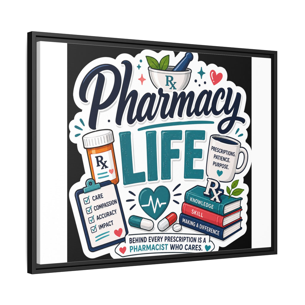 Pharmacy Life Framed Canvas Art — Colorful Pharmacist Wall Decor