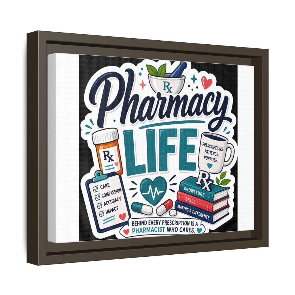Pharmacy Life Framed Canvas Art — Colorful Pharmacist Wall Decor