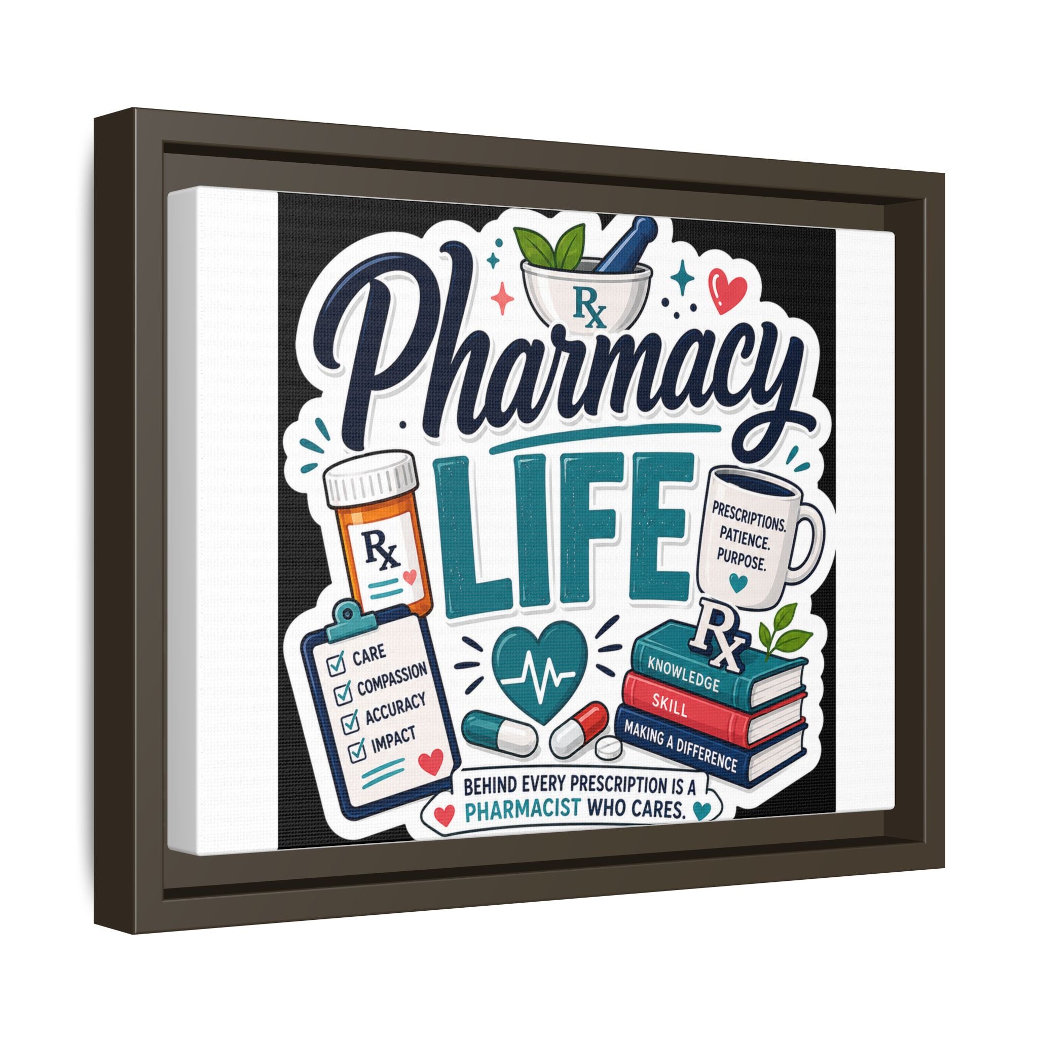 Pharmacy Life Framed Canvas Art — Colorful Pharmacist Wall Decor