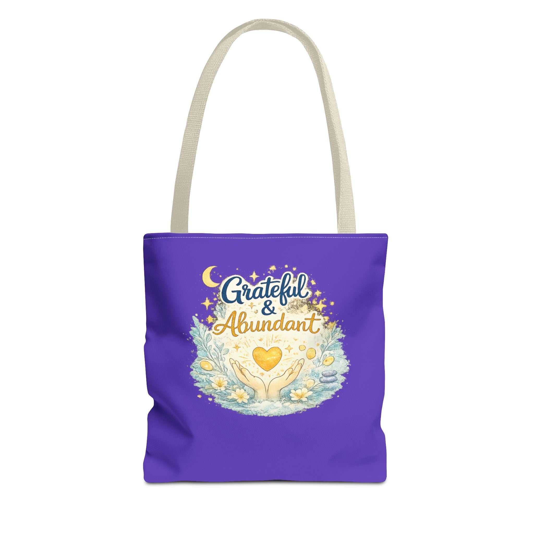 Grateful & Abundant Purple Tote Bag — Inspirational Everyday Shopper