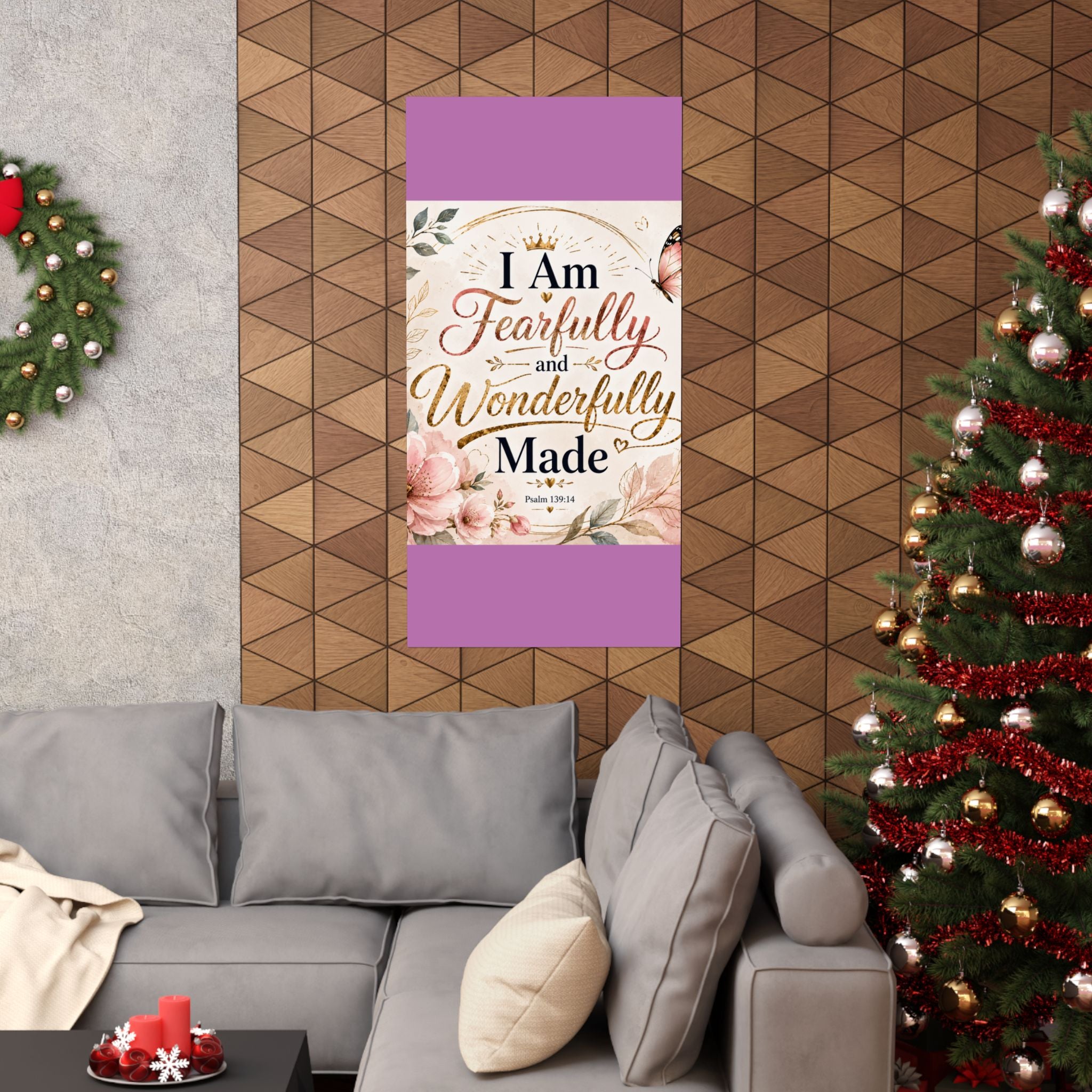 Fearfully & Wonderfully Made Vertical Poster — Inspirational Christian Wall Art (Psalm 139:14)
