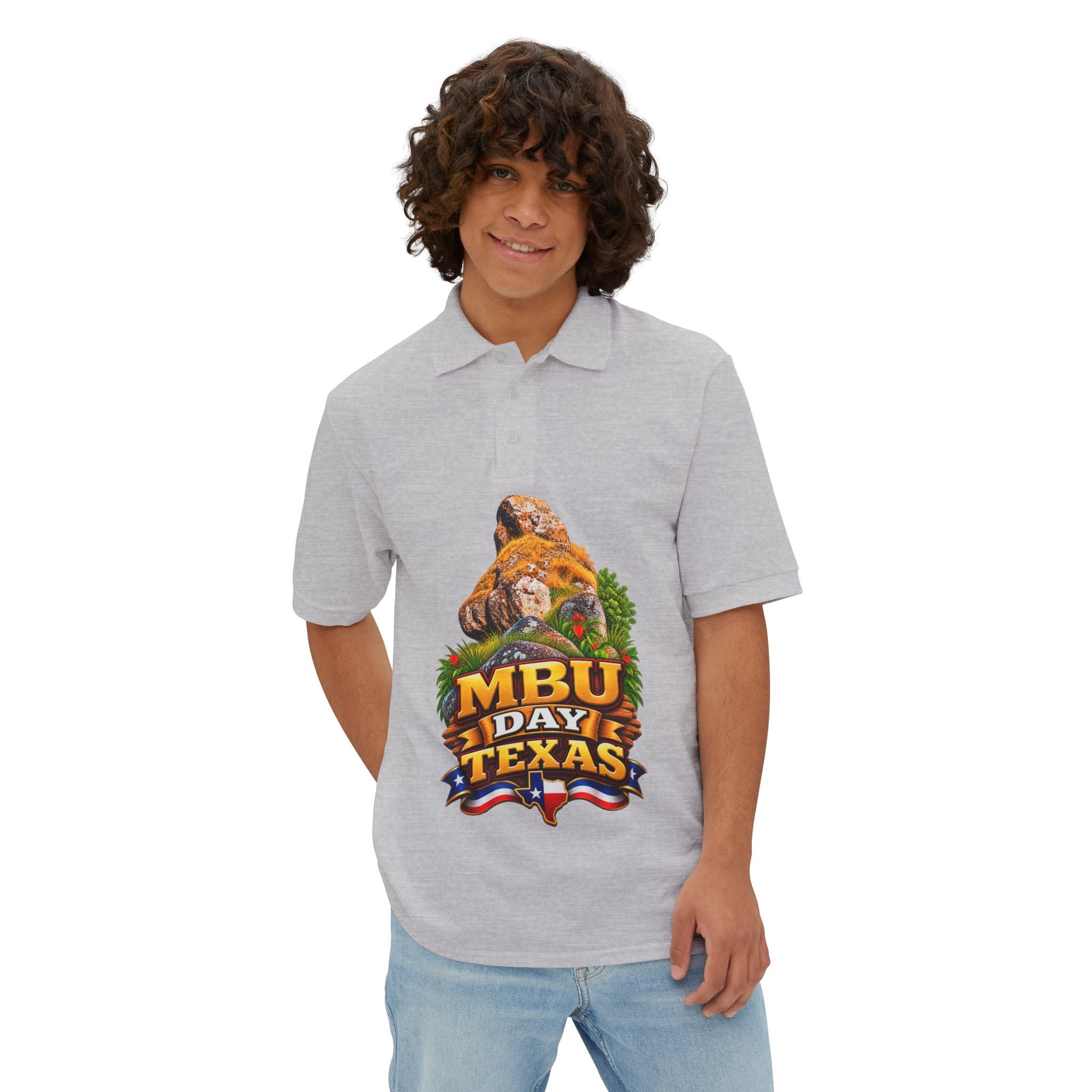 Mbu Day Texas Polo — 'Mbu Day: United by Heritage, Inspired by Community' Men's Polo