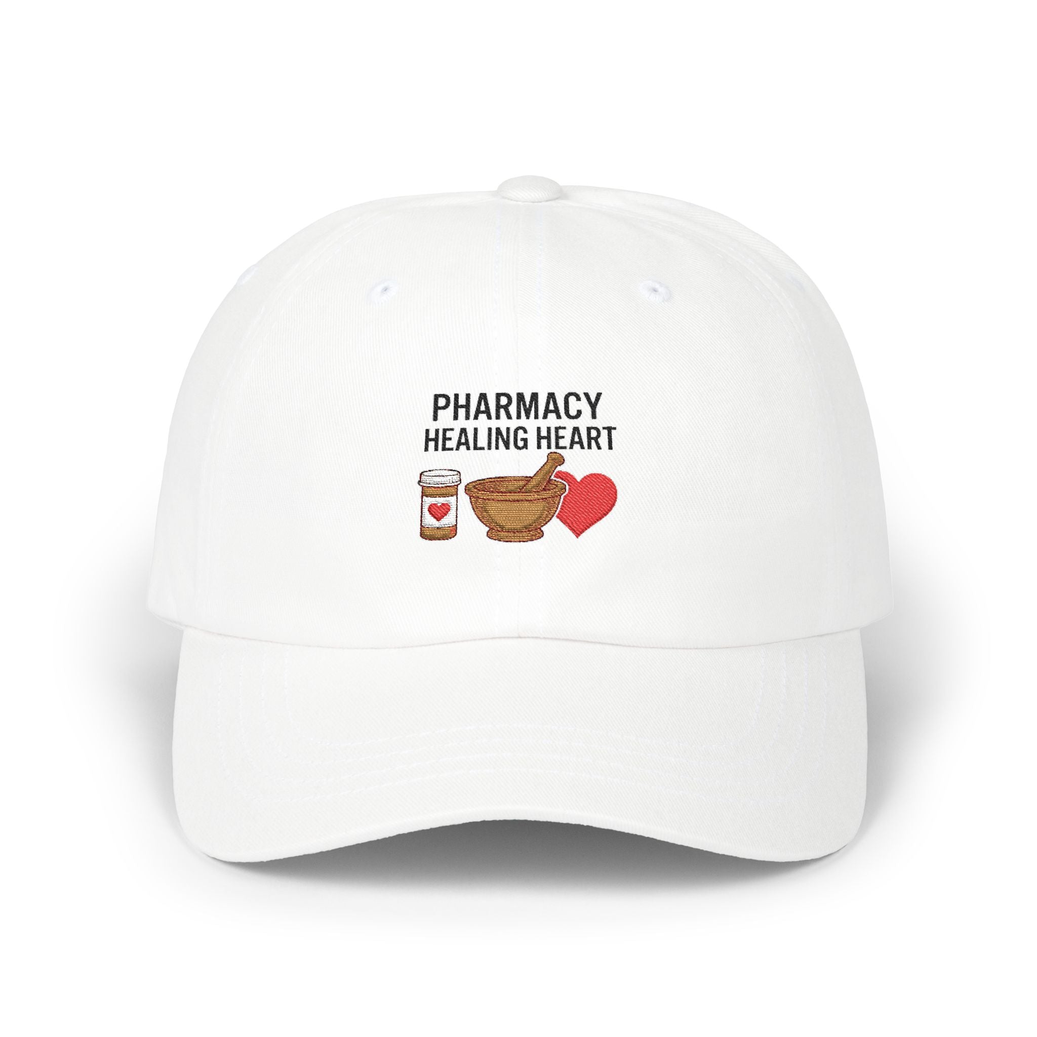 Dad Cap - "Pharmacy Healing Heart" Embroidered Pharmacist Hat