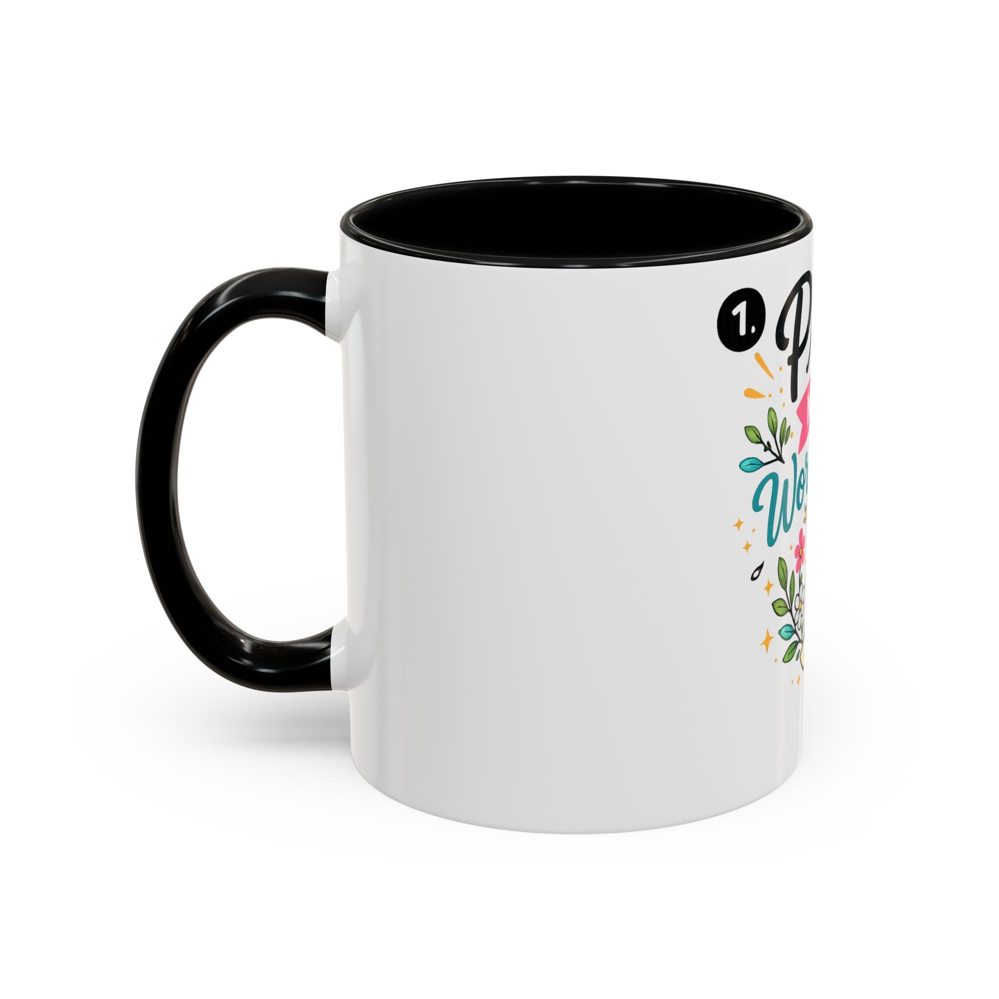Pray More Worry Less Accent Coffee Mug — Inspirational Floral Prayer Gift (11/15oz)