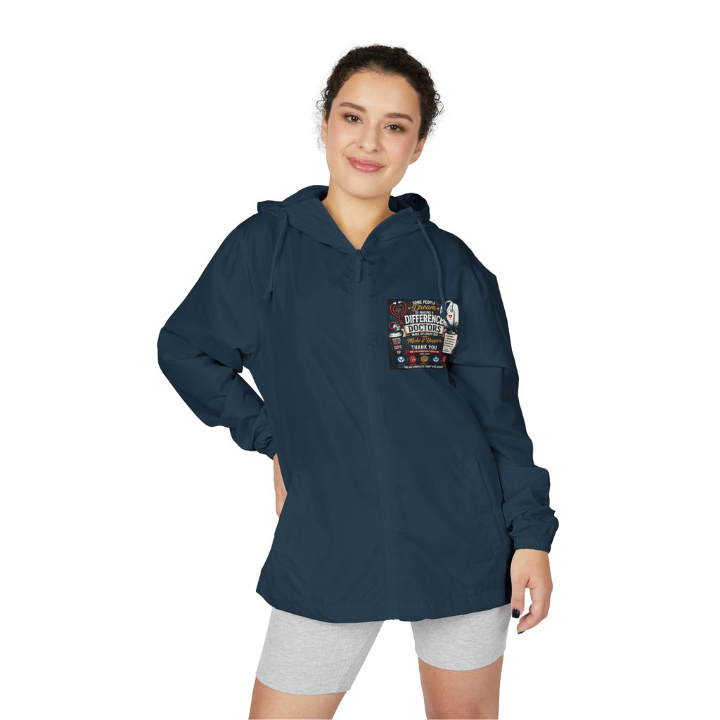 'For Doctors' Windbreaker Jacket — Lightweight Full‑Zip Scuba Hood