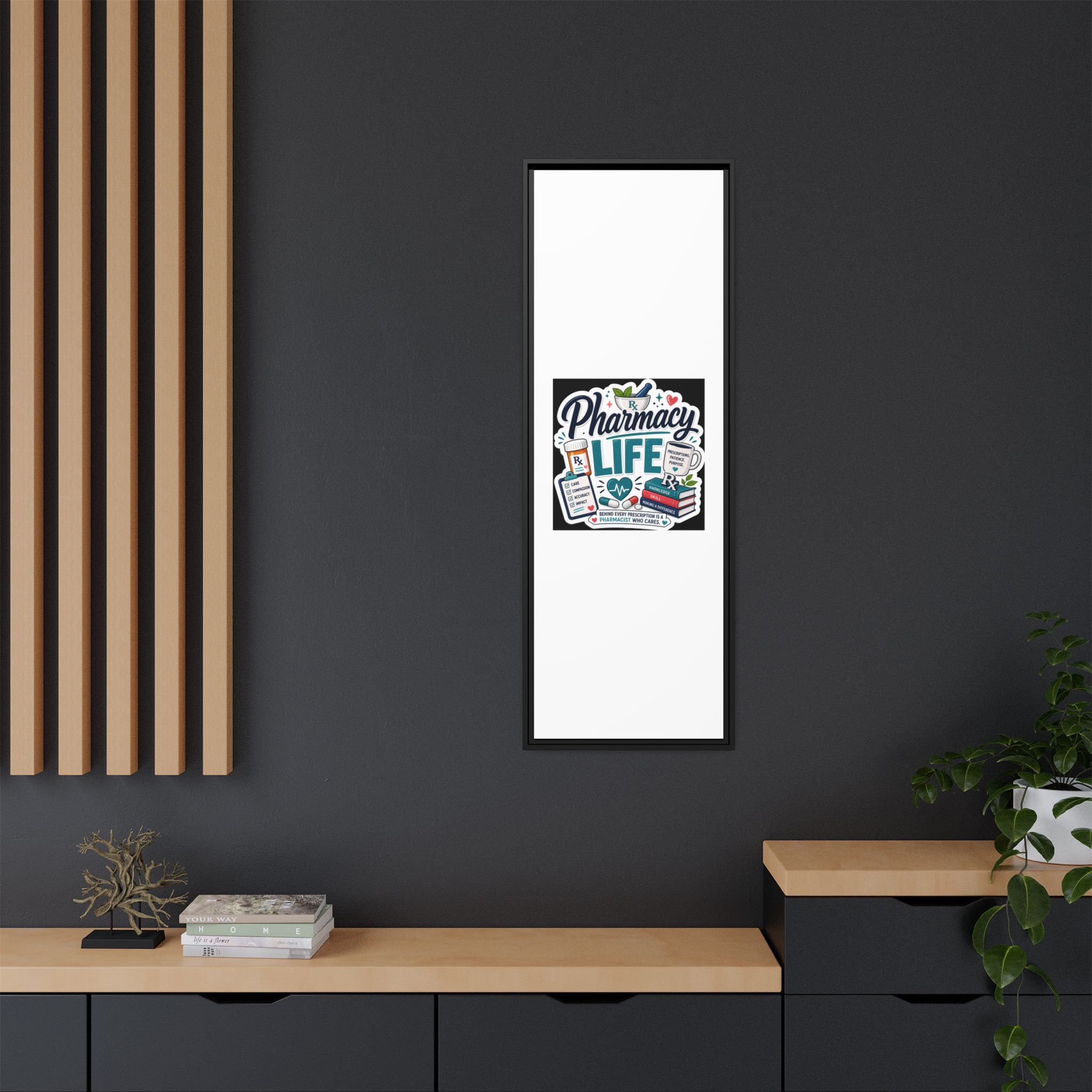 Pharmacy Life Framed Canvas Art — Colorful Pharmacist Wall Decor
