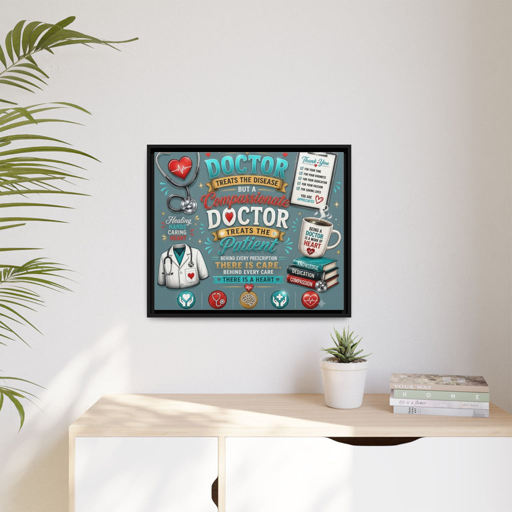 Framed Canvas Print — 'A Great Doctor Treats the Patient' Medical Tribute Wall Art