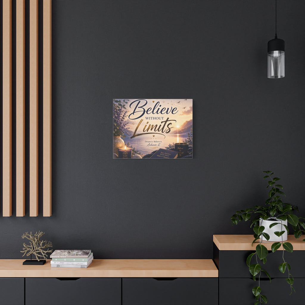 Believe Without Limits Canvas Wall Art – Inspirational Stretched Matte Print