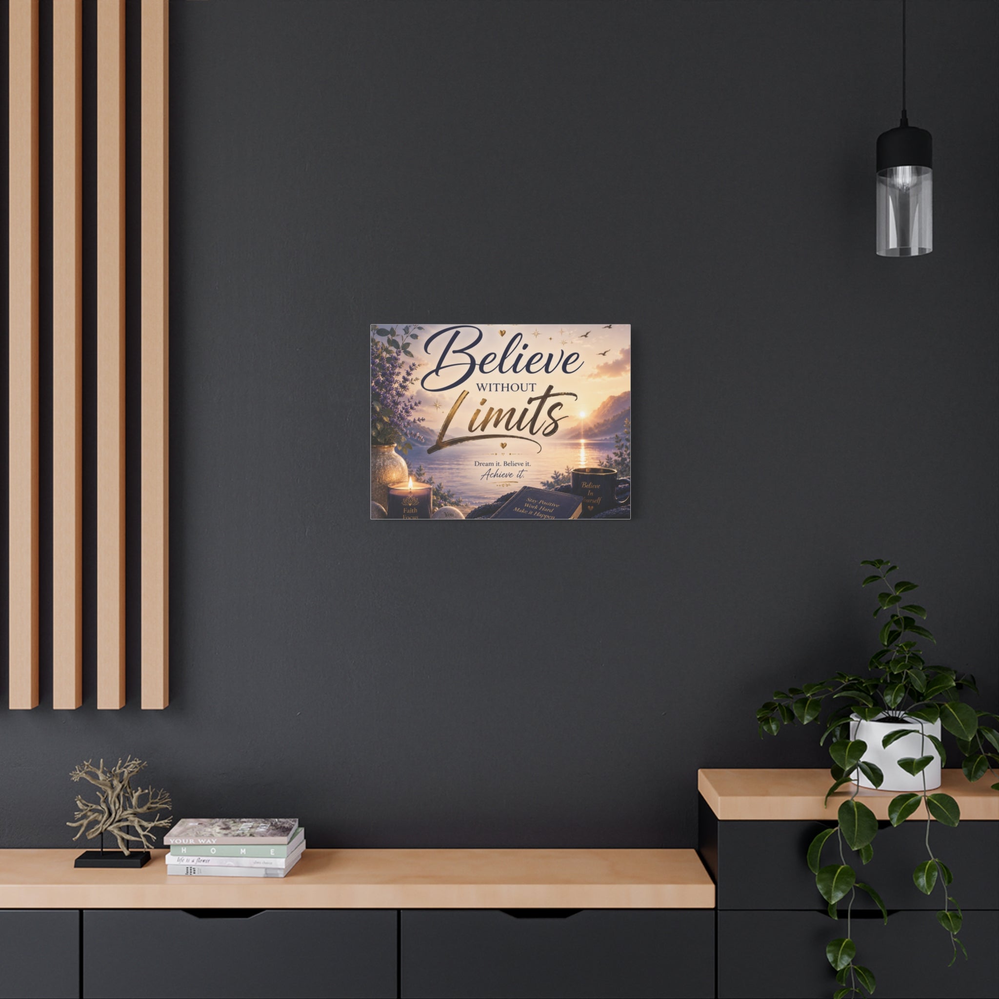 Believe Without Limits Canvas Wall Art – Inspirational Stretched Matte Print