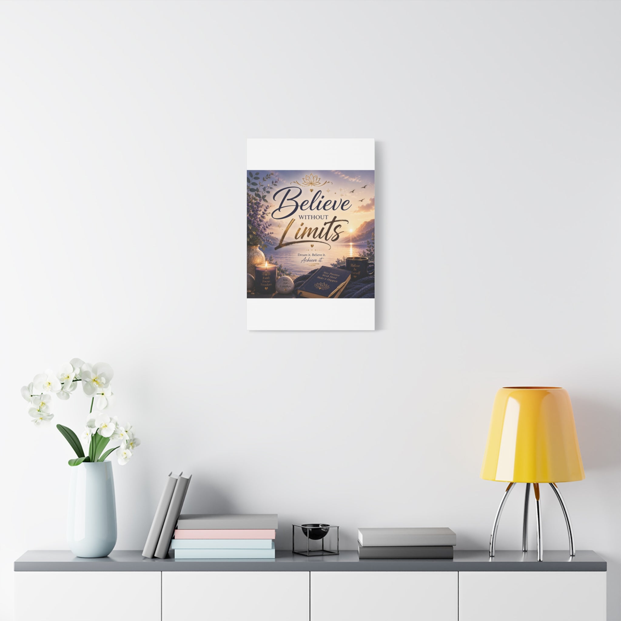 Believe Without Limits Canvas Wall Art – Inspirational Stretched Matte Print