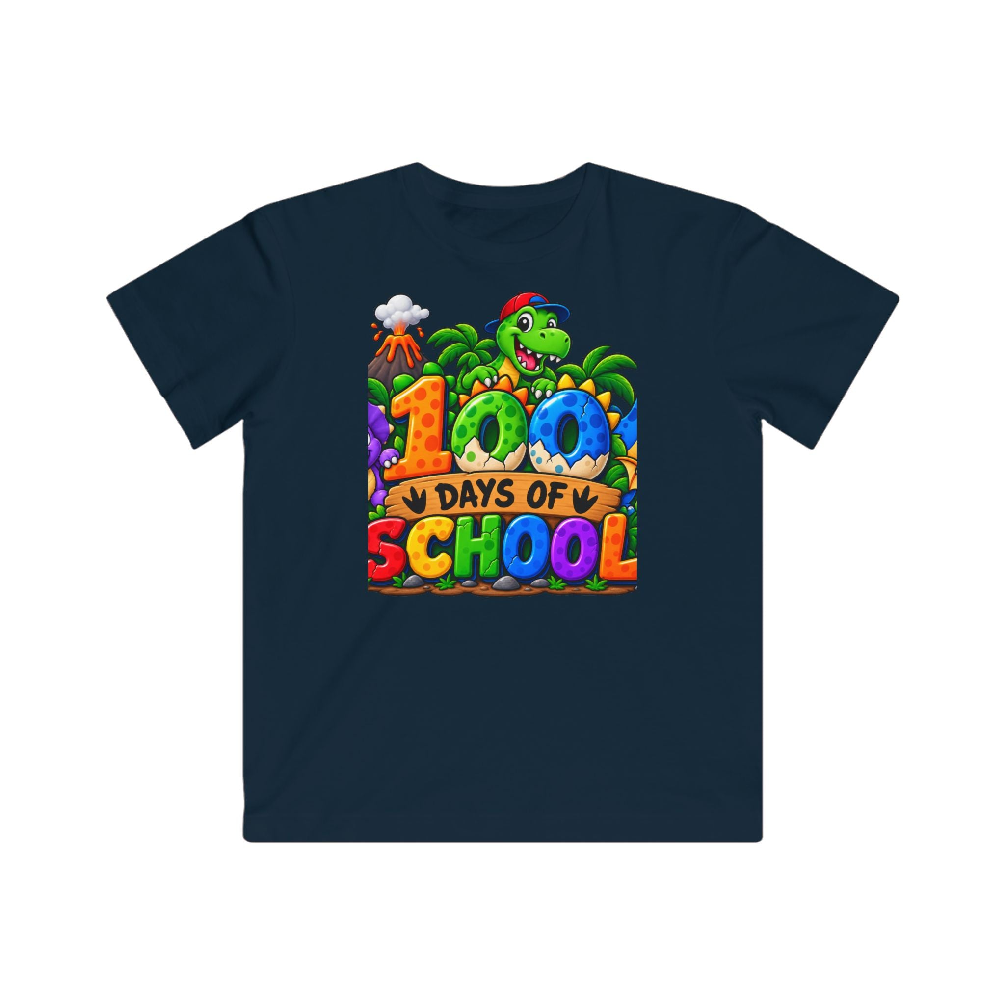 Kids 100 Days of School T-Shirt – Colorful Dino Celebration Tee