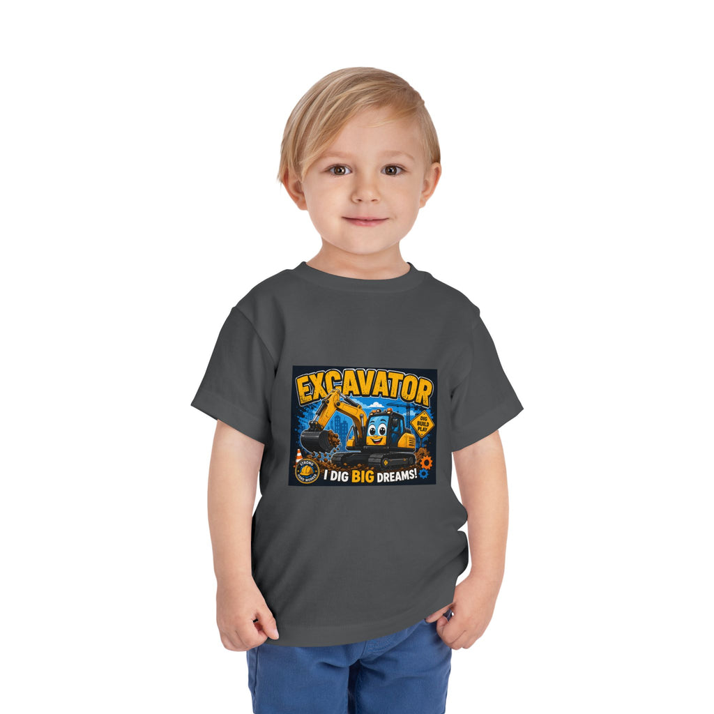 Excavator Toddler Tee — "I Dig Big Dreams" Construction Shirt