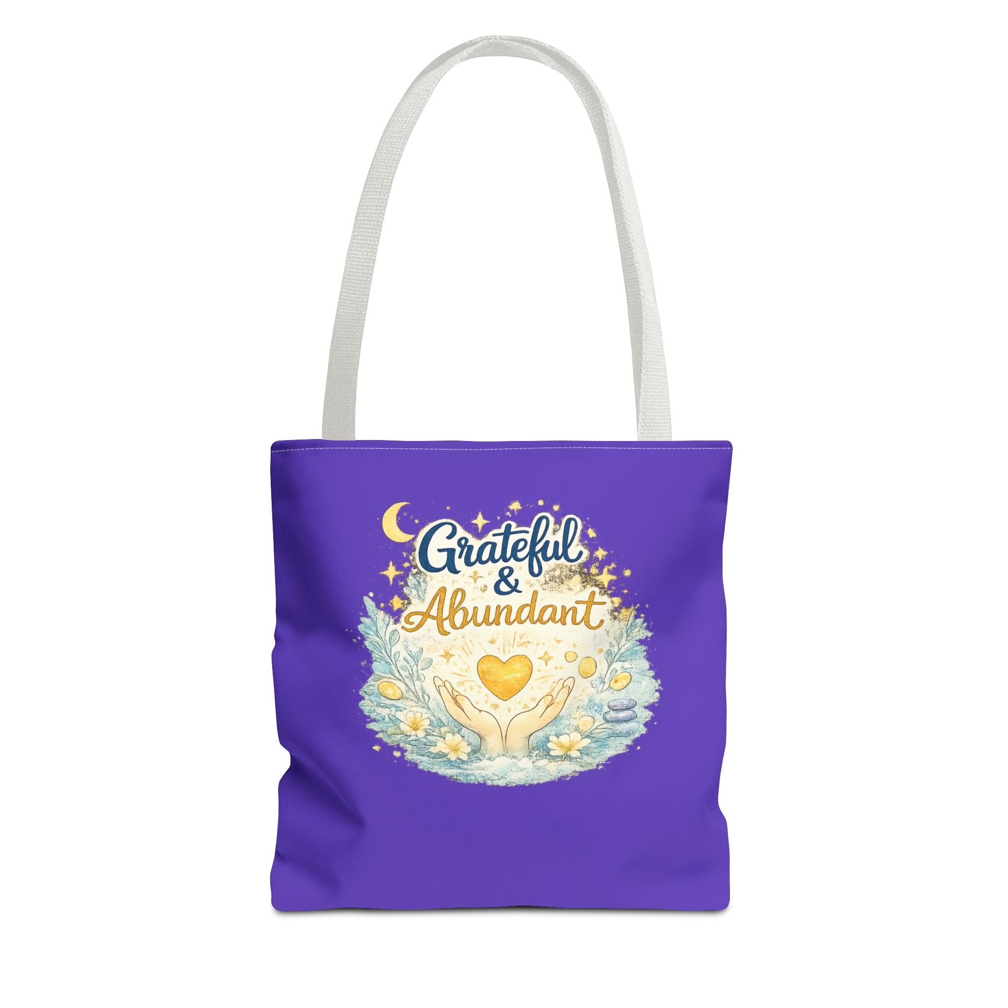 Grateful & Abundant Purple Tote Bag — Inspirational Everyday Shopper