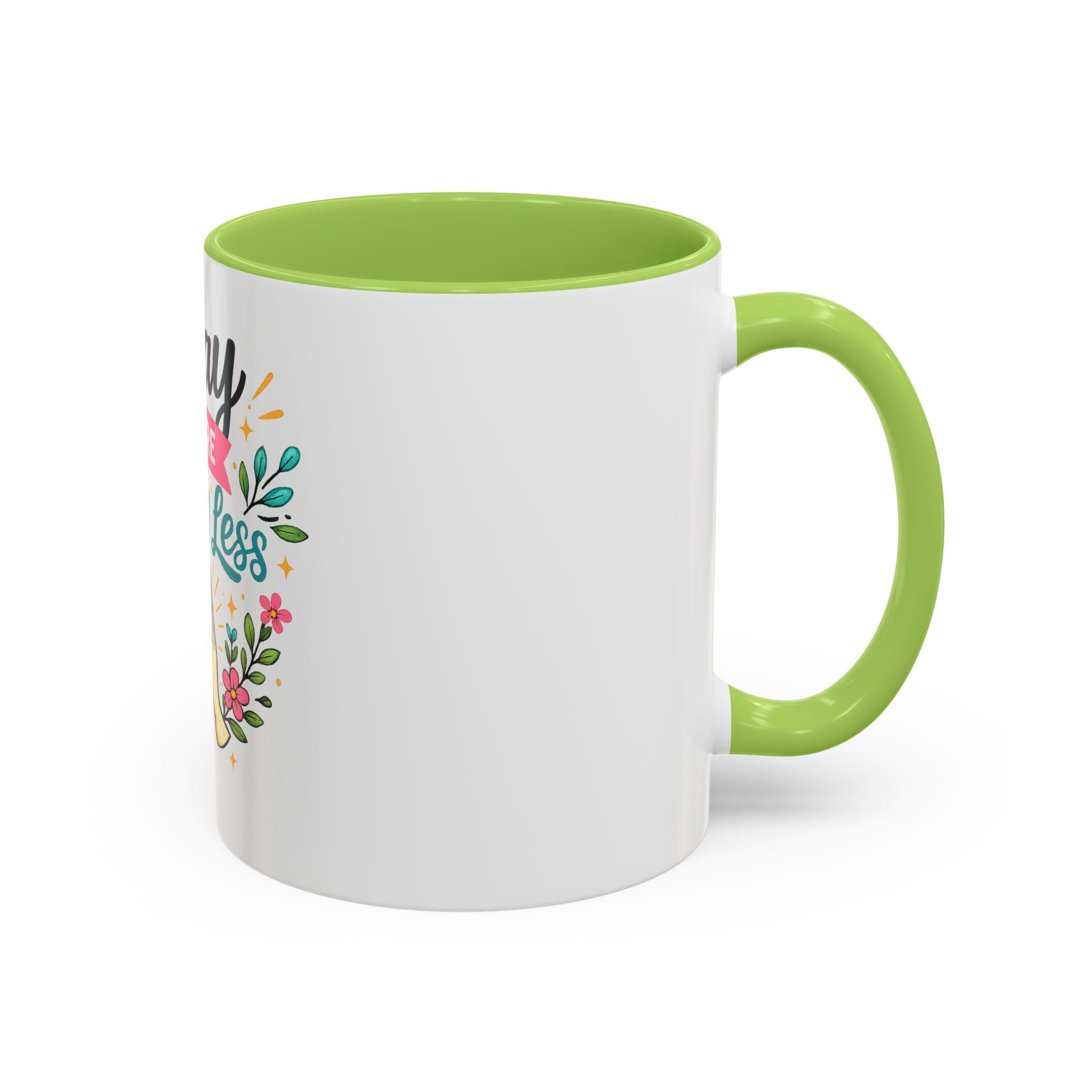 Pray More Worry Less Accent Coffee Mug — Inspirational Floral Prayer Gift (11/15oz)
