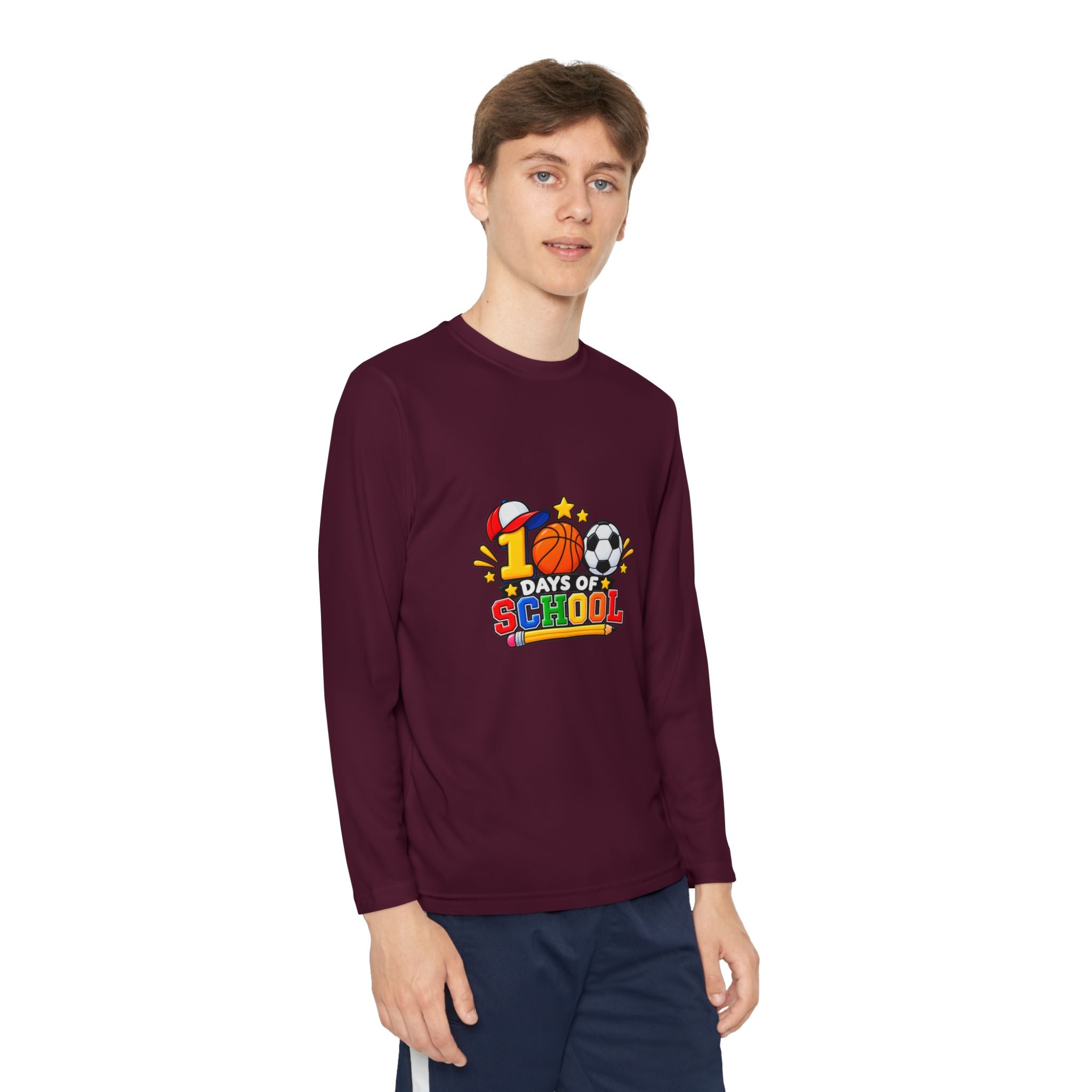 Youth Long Sleeve Tee – "1 Days of School" Sports Back-to-School Shirt