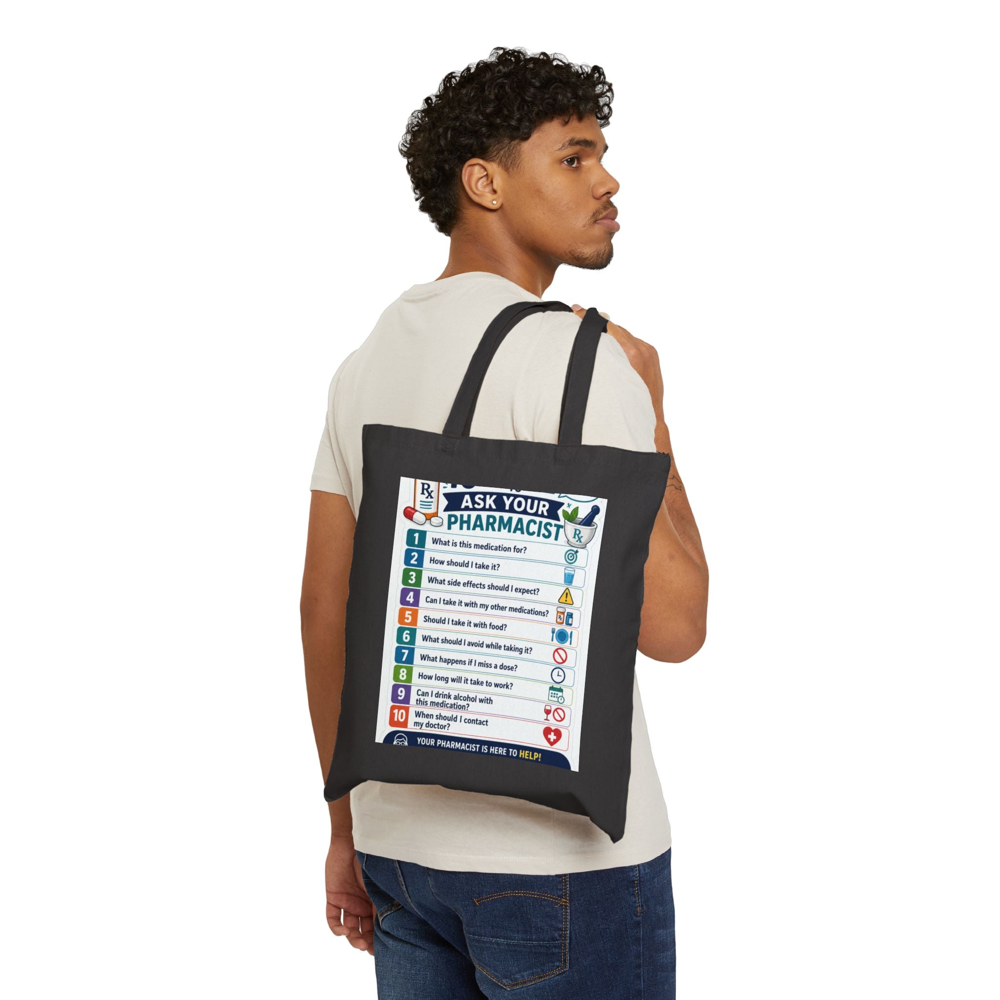 Tote Bag — "Ask Your Pharmacist" Medication Questions Guide Canvas Tote