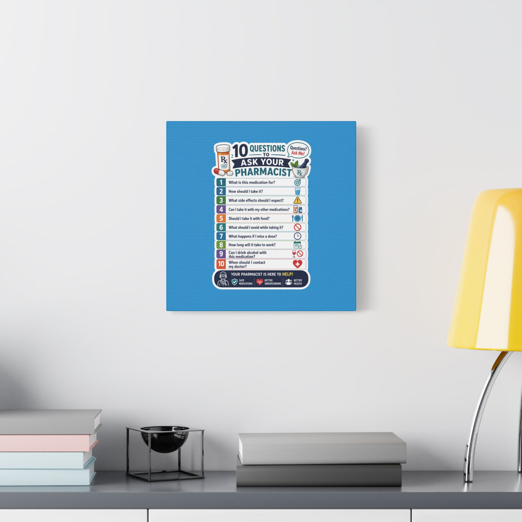 Pharmacist Questions Canvas Print — "10 Questions to Ask Your Pharmacist"
