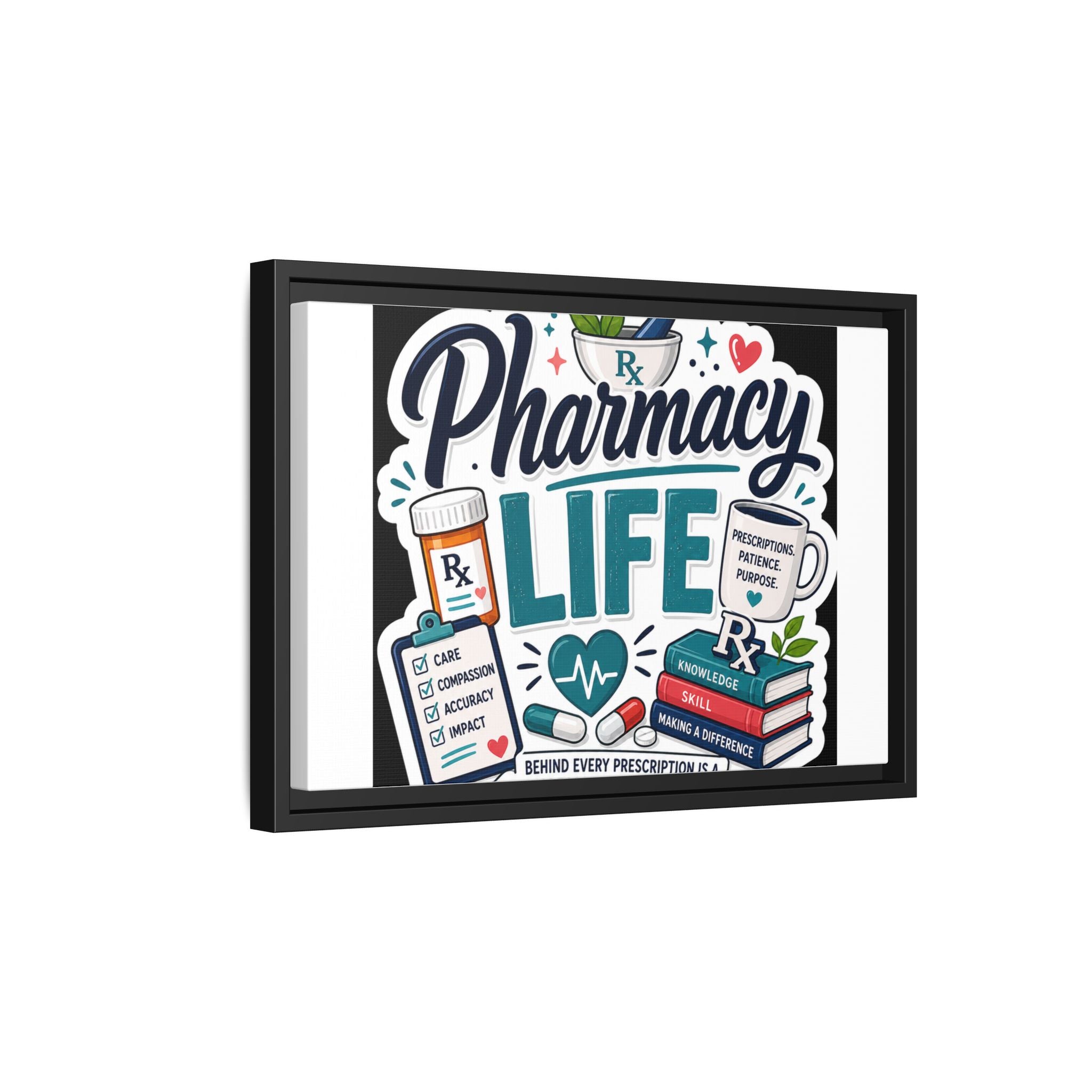 Pharmacy Life Framed Canvas Art — Colorful Pharmacist Wall Decor