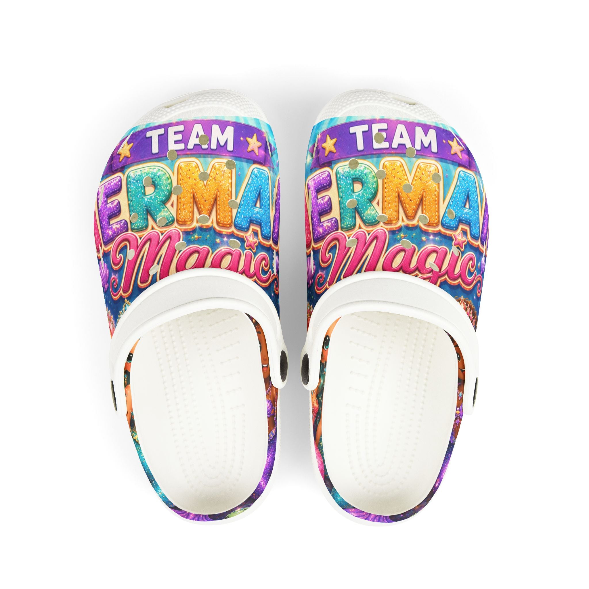 Kids "Team Mermaid Magic" EVA Foam Clogs — Colorful Waterproof Beach Shoes