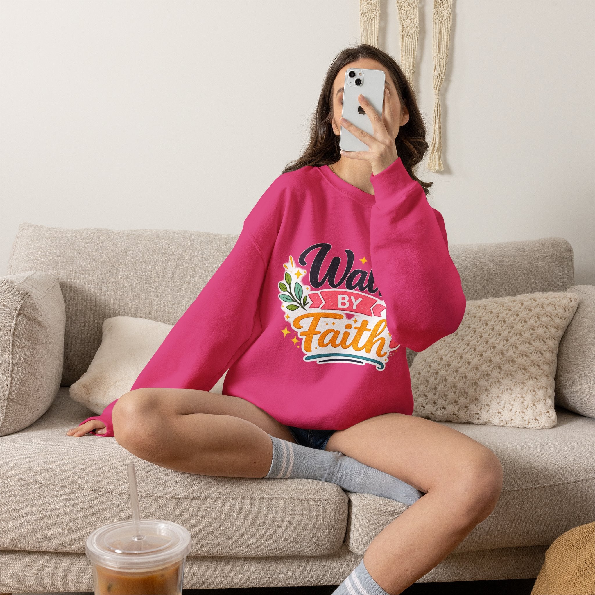 Walk By Faith Crewneck Sweatshirt — Inspirational Christian Pullover