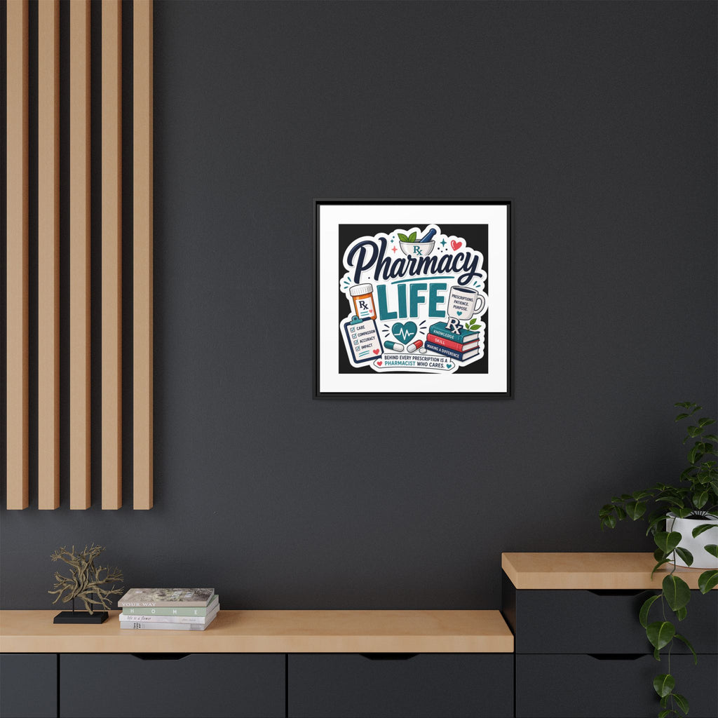 Pharmacy Life Framed Canvas Art — Colorful Pharmacist Wall Decor