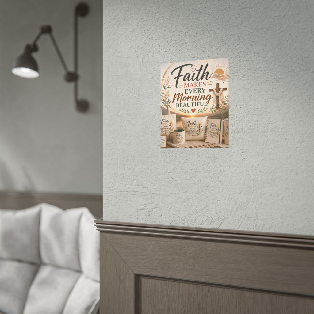 Faith Makes Every Morning Beautiful Poster — Inspirational Christian Wall Art
