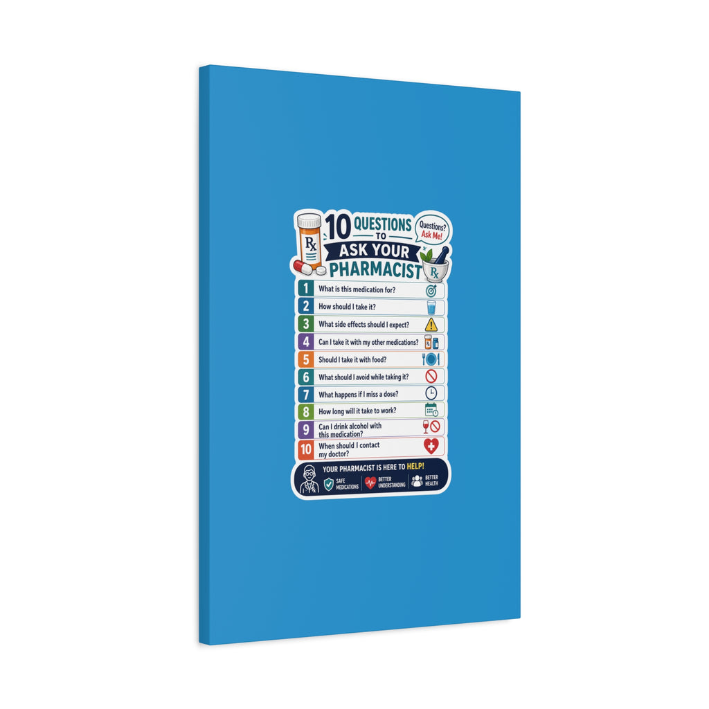 Pharmacist Questions Canvas Print — "10 Questions to Ask Your Pharmacist"