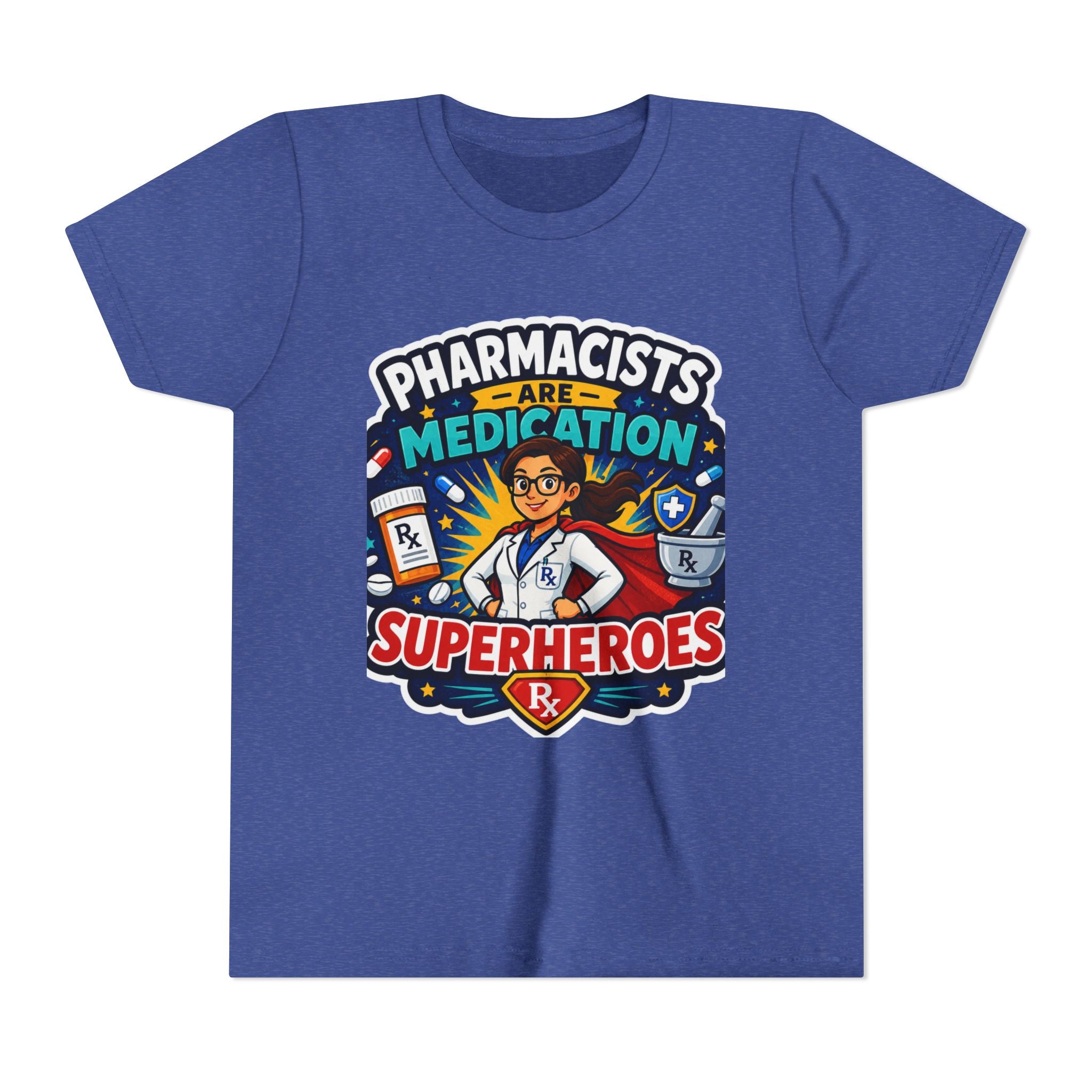 Youth Tee — "Pharmacists Are Medication Superheroes" Cartoon Pharmacy Shirt