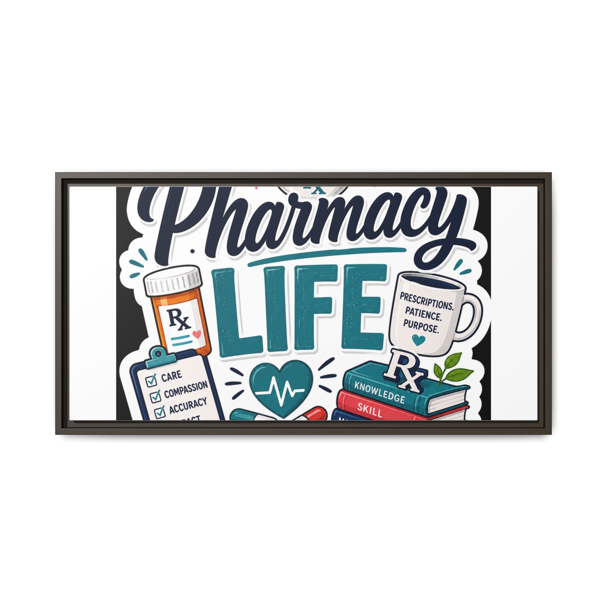 Pharmacy Life Framed Canvas Art — Colorful Pharmacist Wall Decor