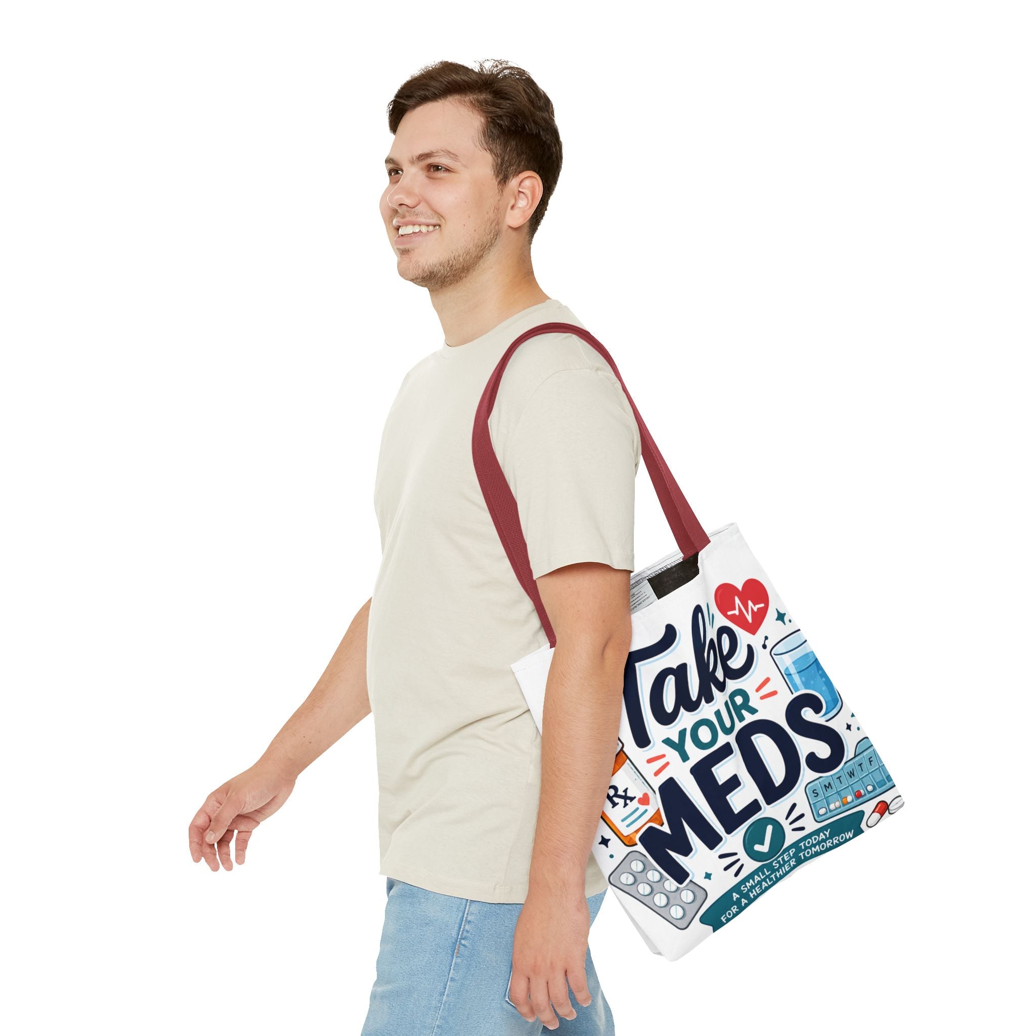 Take Your Meds Tote Bag — Medication Reminder Canvas Tote for Caregivers & Seniors