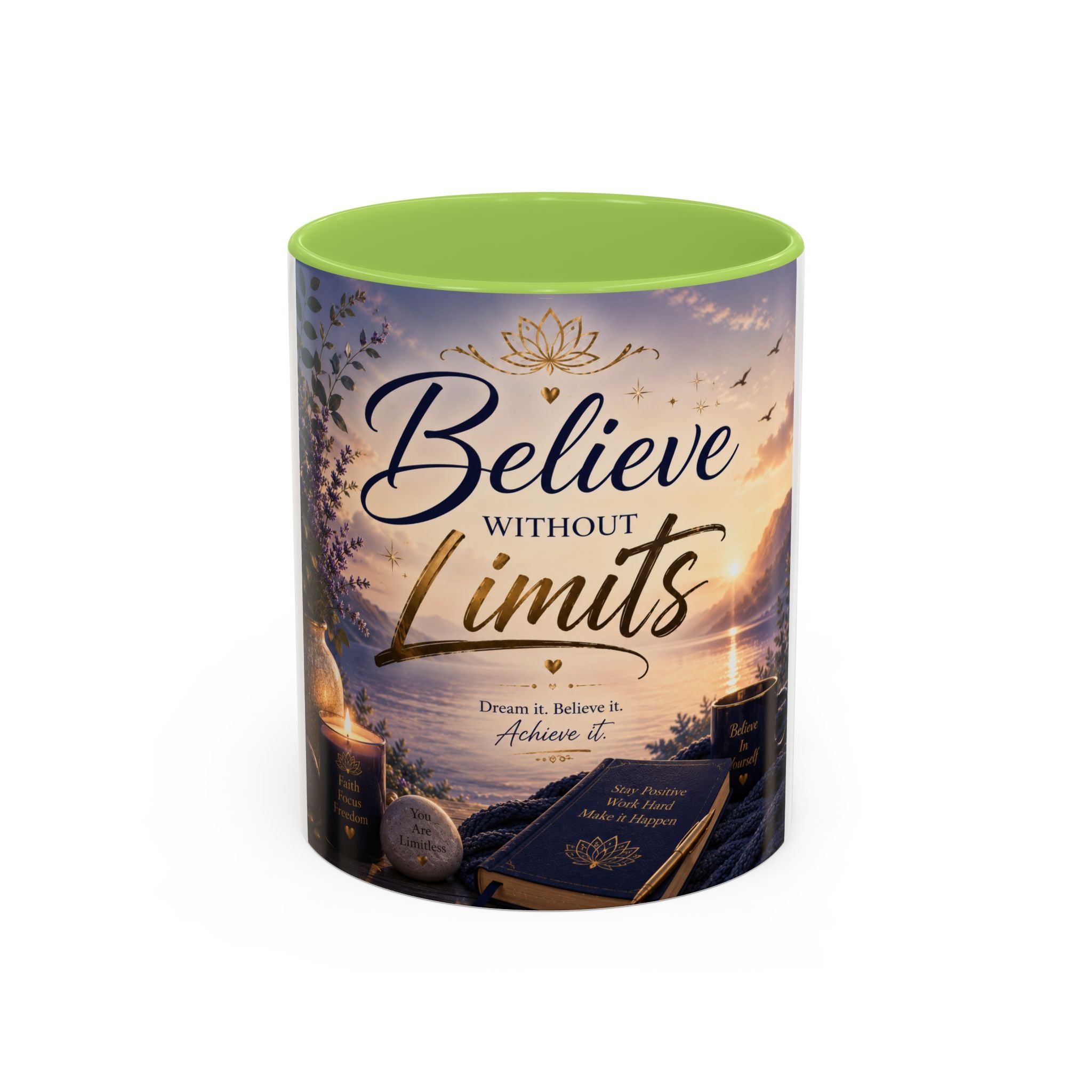 Believe Without Limits Coffee Mug — Inspirational Motivational Ceramic Mug (11/15oz)