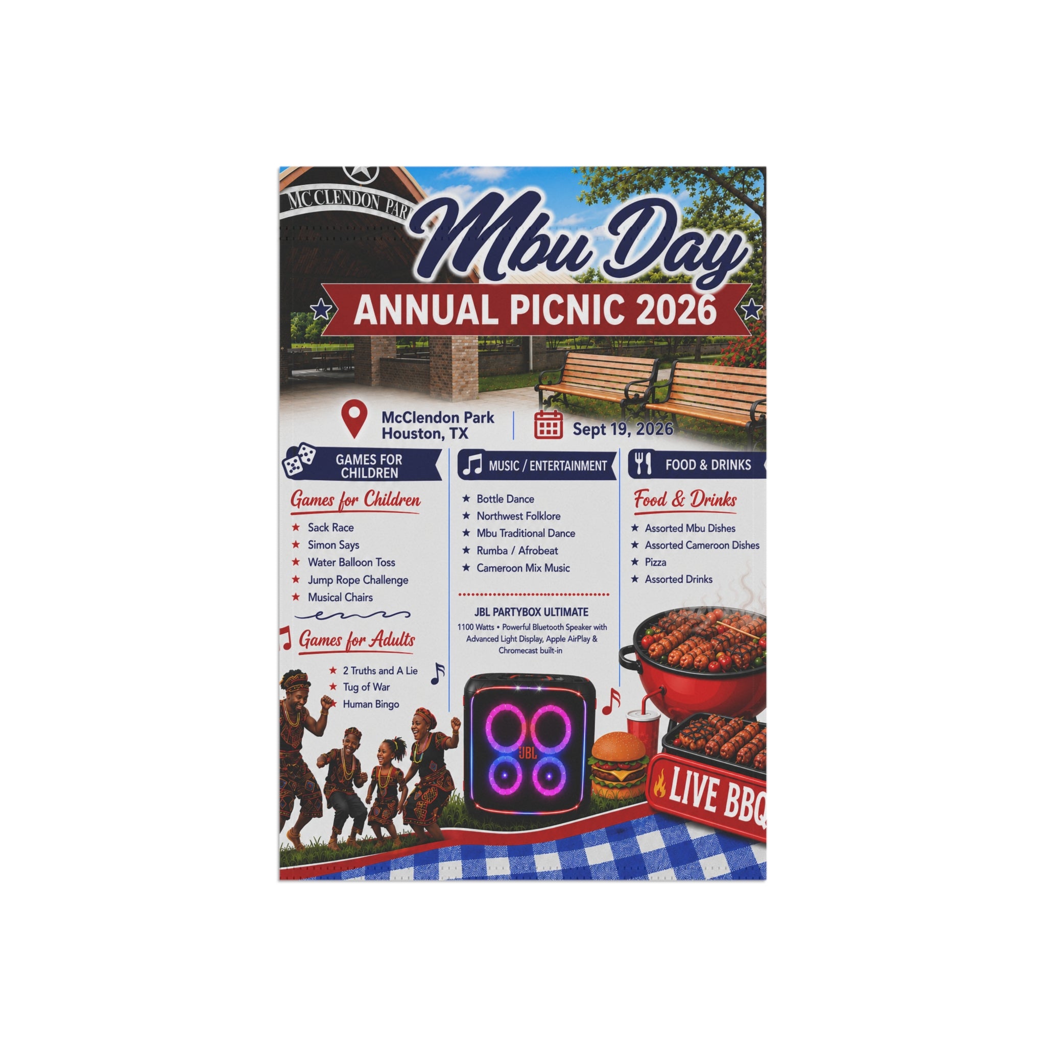 MBU DAY Garden Flag - Mbu Day Annual Picnic 2026 Event Banner