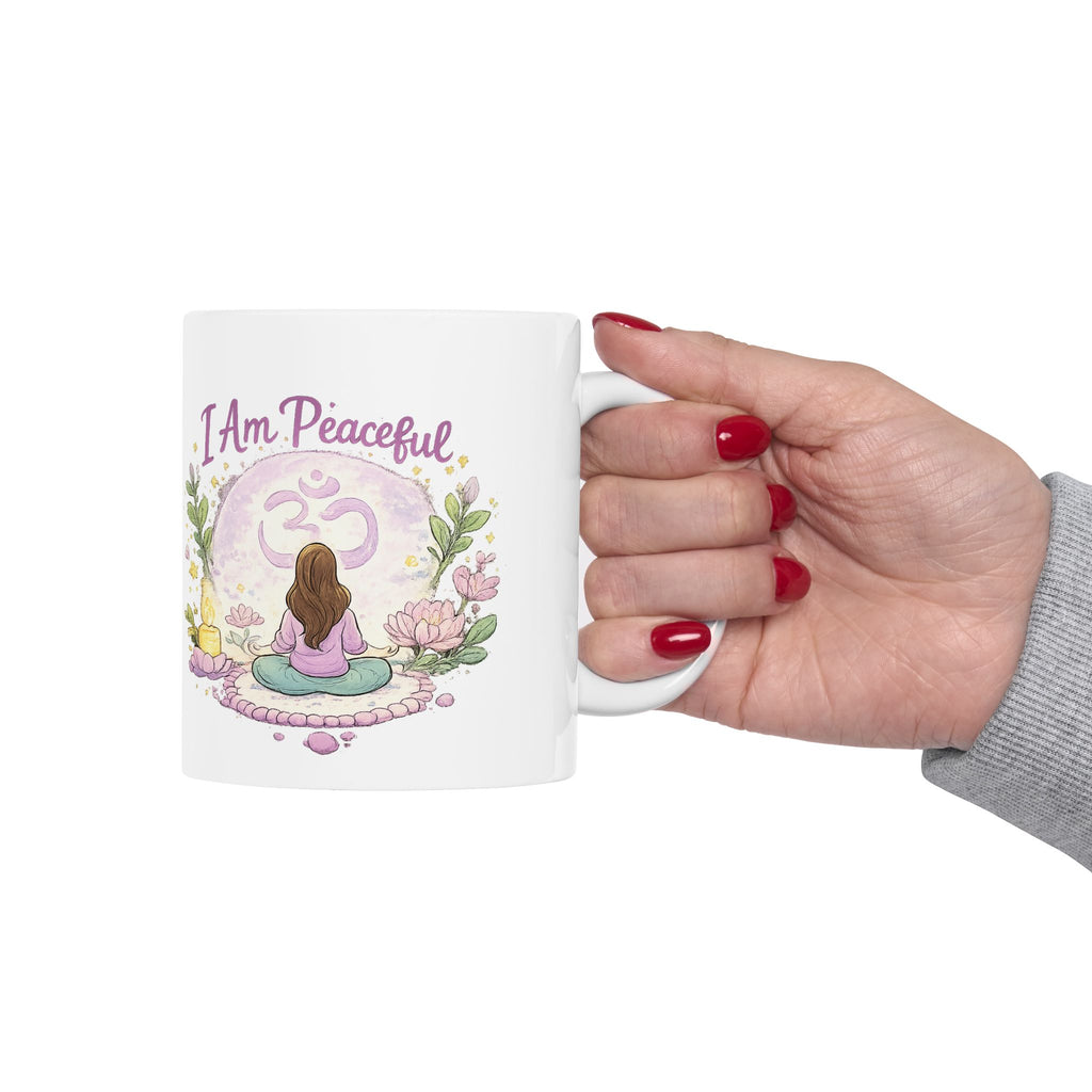 Mindful Witch Ceramic Mug — "I Am Peaceful" Mystical Meditation Coffee Cup (11oz & 15oz)