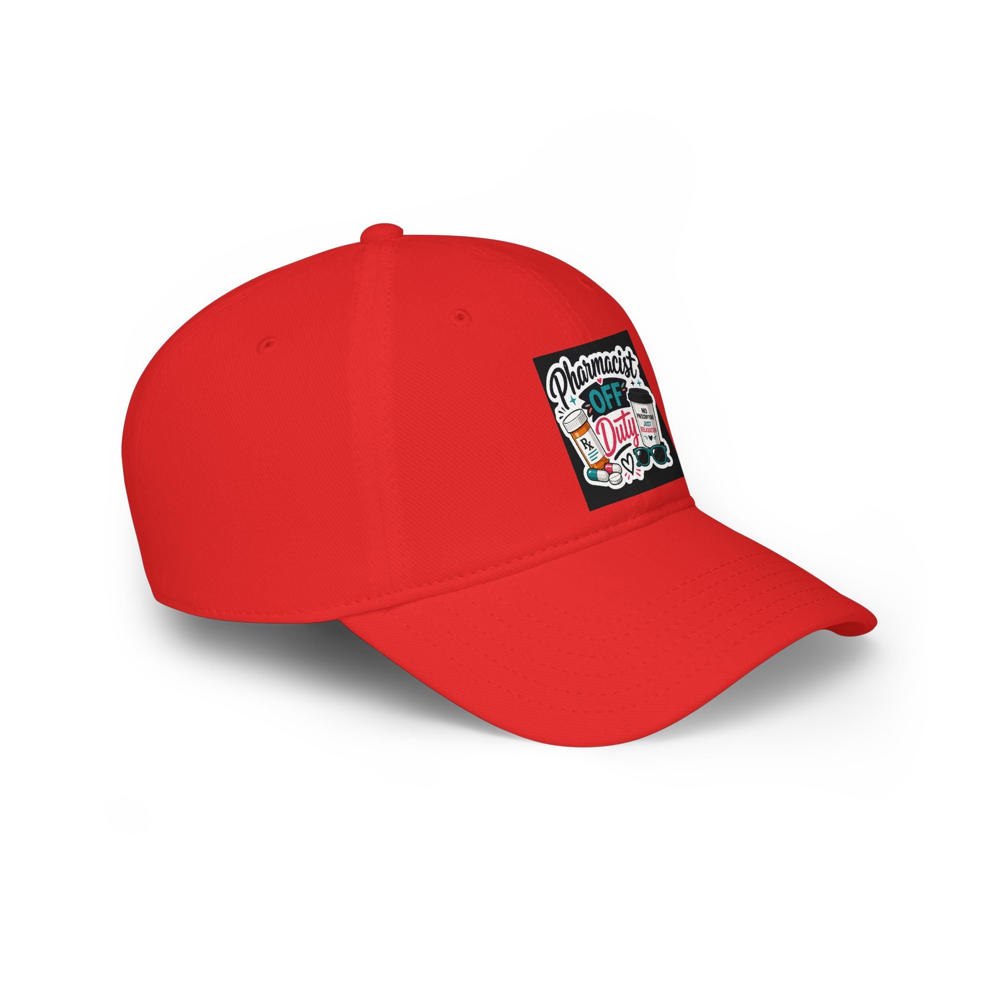 Pharmacist Off Duty Baseball Cap — Funny Pharmacist Hat with Pills & Script Patch