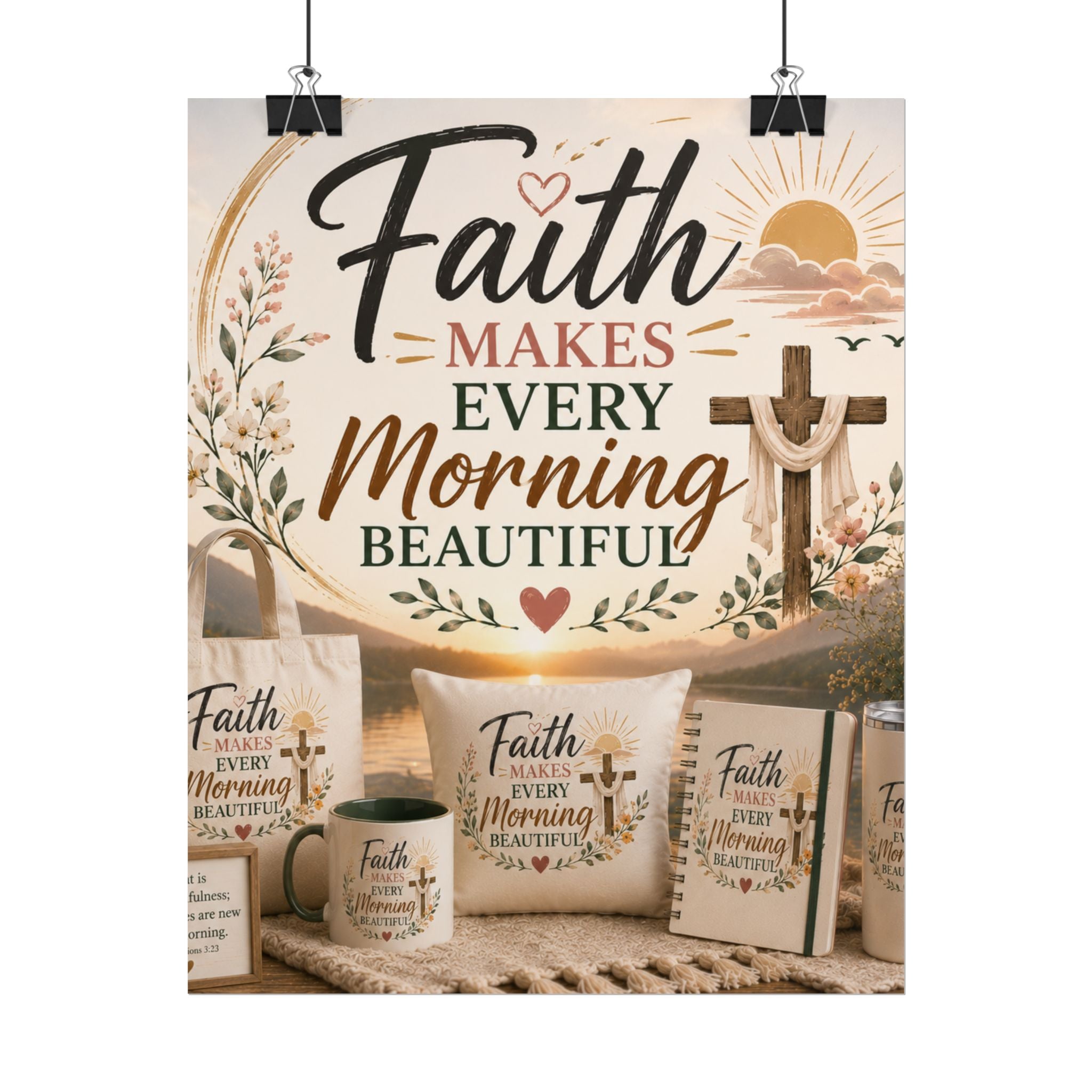 Faith Makes Every Morning Beautiful Poster — Inspirational Christian Wall Art