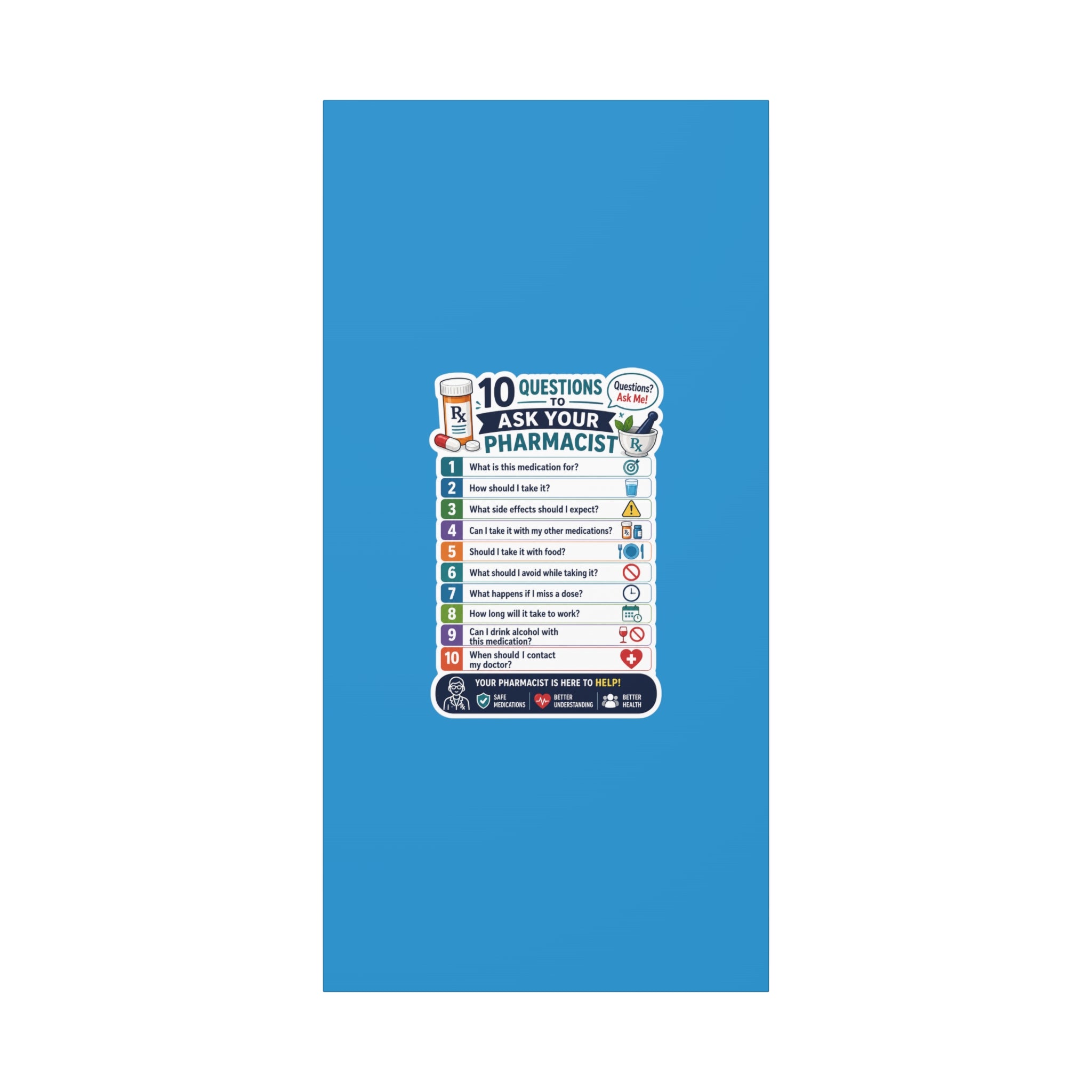 Pharmacist Questions Canvas Print — "10 Questions to Ask Your Pharmacist"
