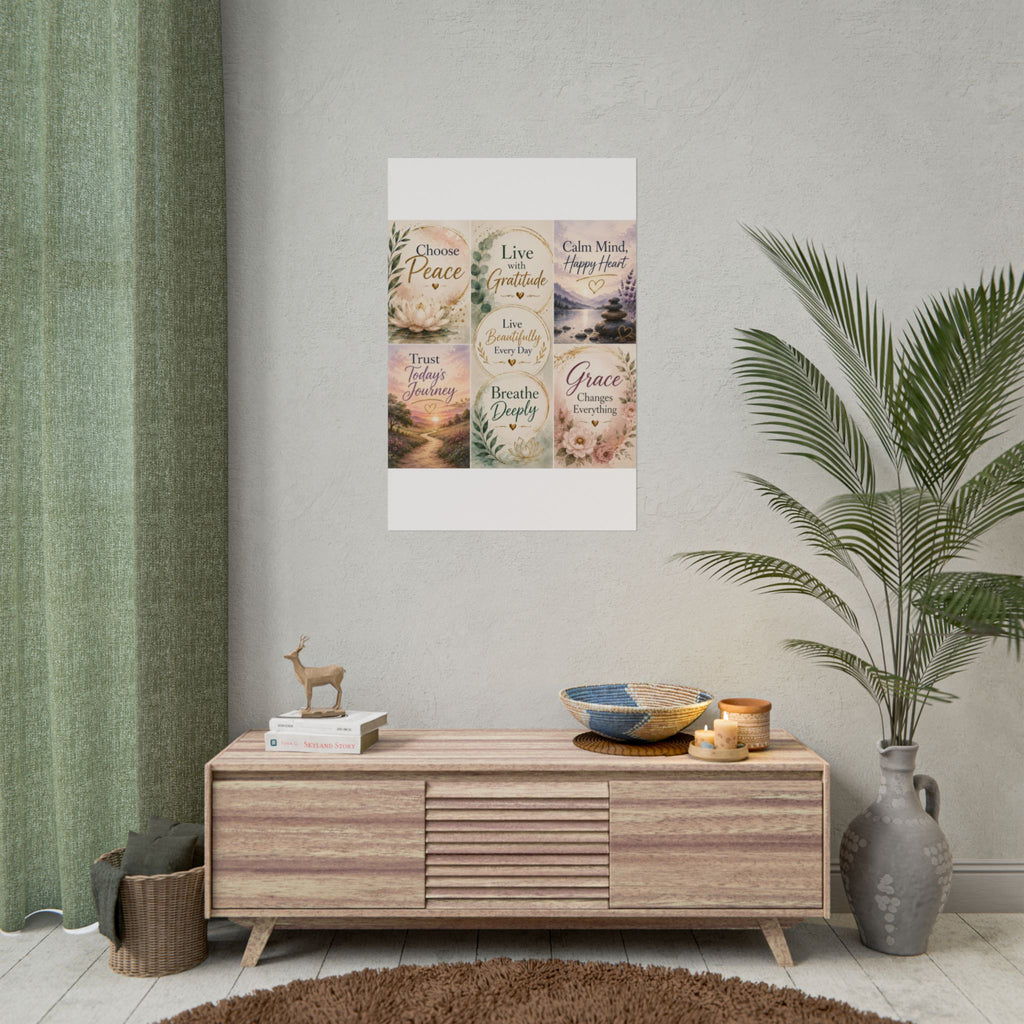 Rolled Poster - Inspirational Wall Art Set: "Choose Peace / Live with Gratitude / Calm Mind, Happy Heart / Trust Today's Journey / [...]