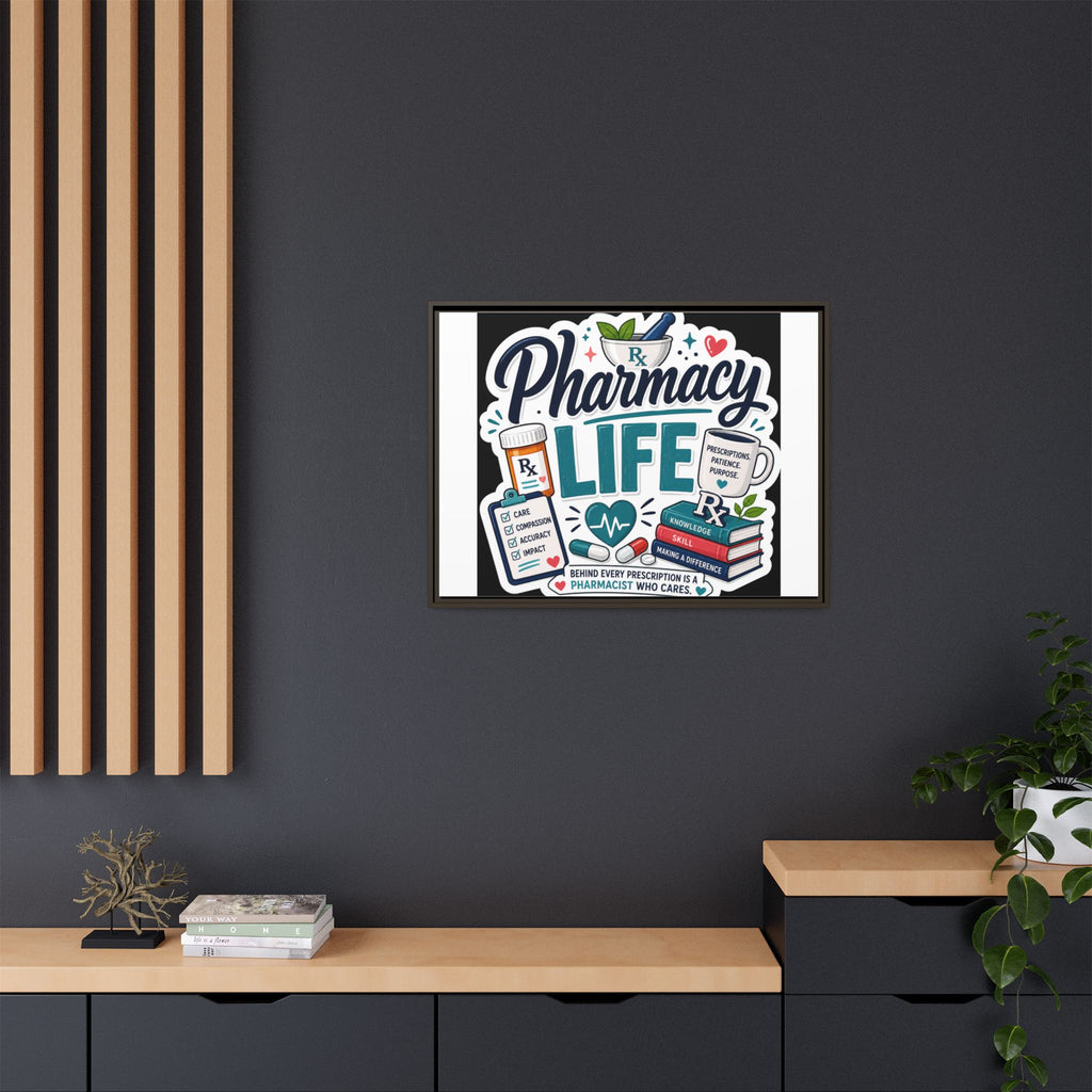 Pharmacy Life Framed Canvas Art — Colorful Pharmacist Wall Decor