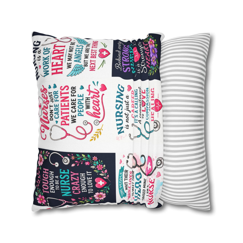 Nurse Quotes Patchwork Square Pillowcase — Inspirational Nursing Gifts