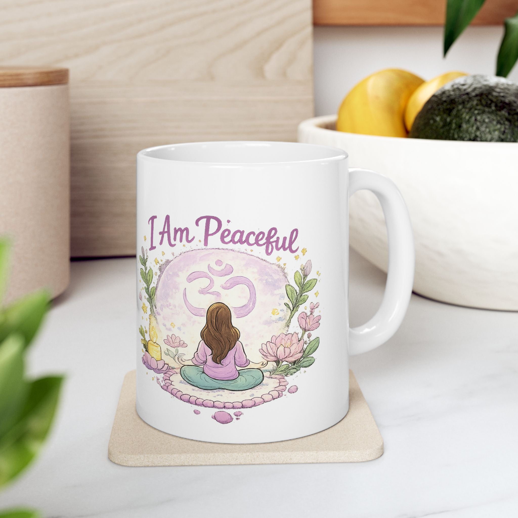 Mindful Witch Ceramic Mug — "I Am Peaceful" Mystical Meditation Coffee Cup (11oz & 15oz)