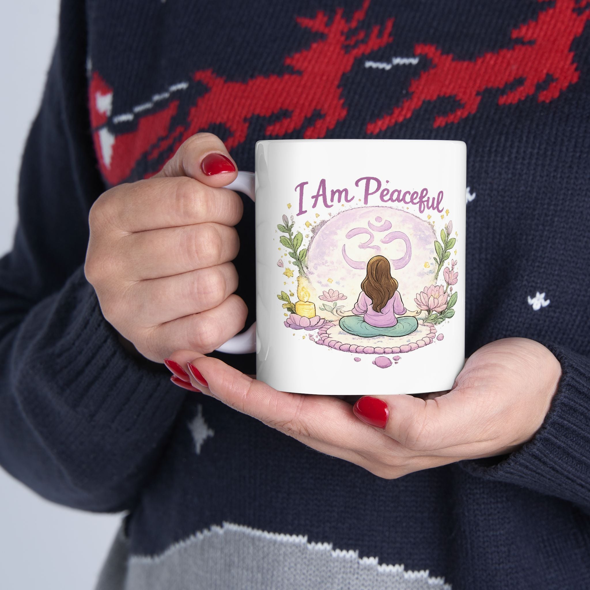 Mindful Witch Ceramic Mug — "I Am Peaceful" Mystical Meditation Coffee Cup (11oz & 15oz)