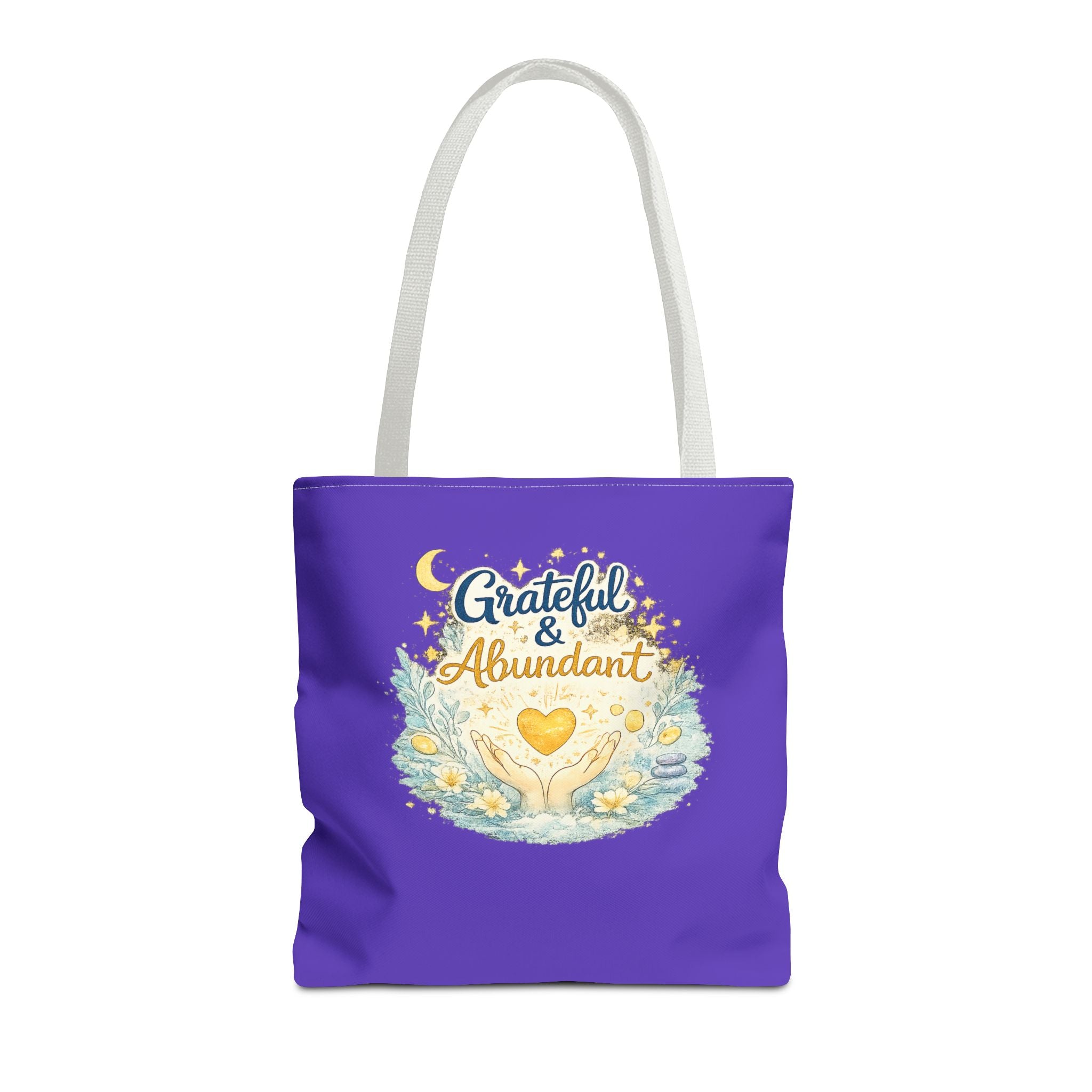 Grateful & Abundant Purple Tote Bag — Inspirational Everyday Shopper