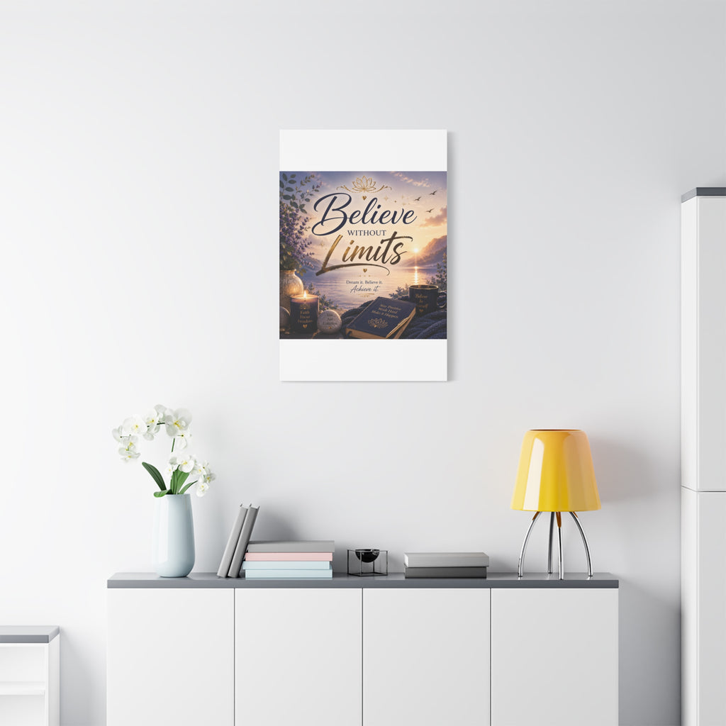 Believe Without Limits Canvas Wall Art – Inspirational Stretched Matte Print